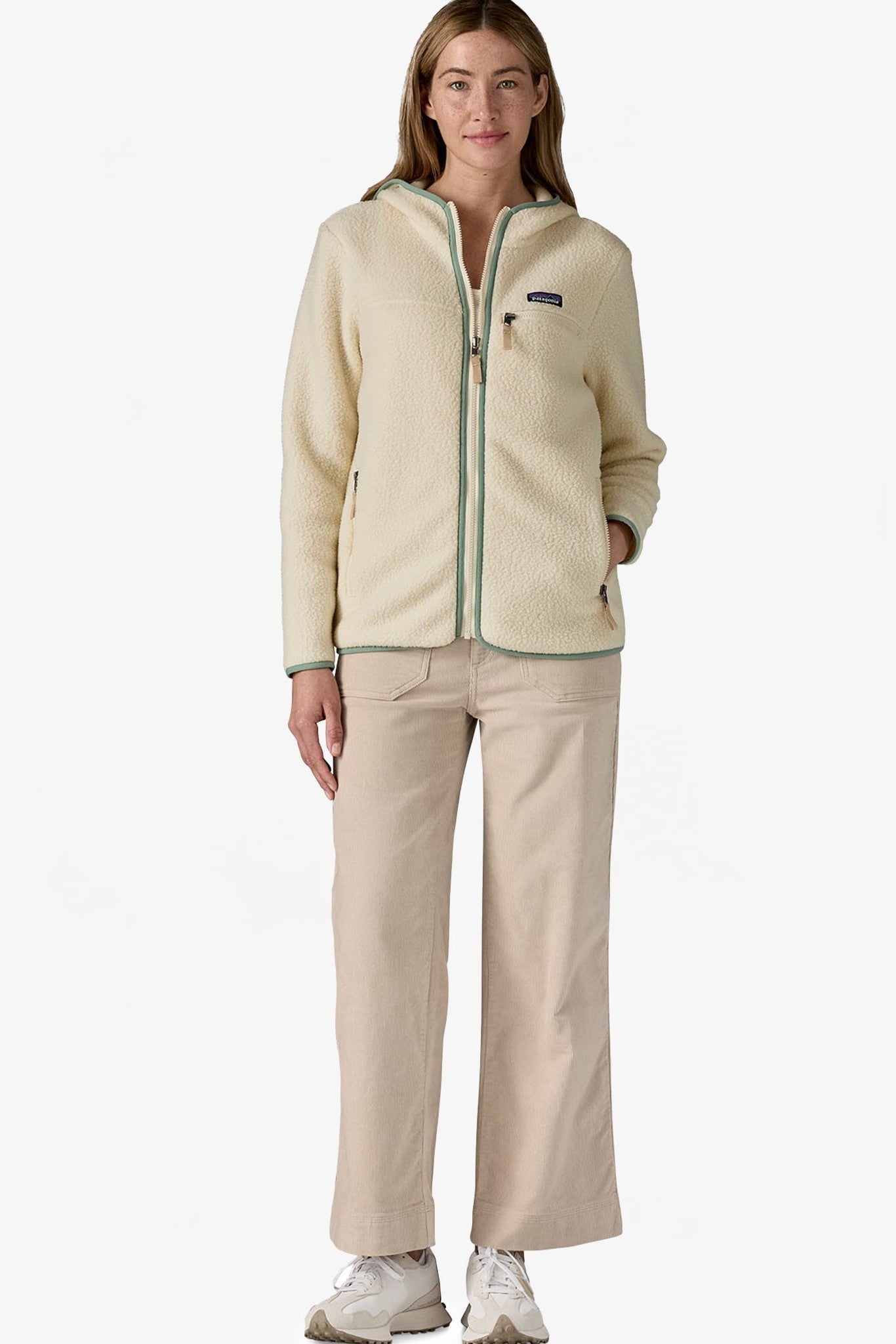 PATAGONIA - Women's Retro Pile Hoody - Natural w/Ellwood Green - BACKYARD