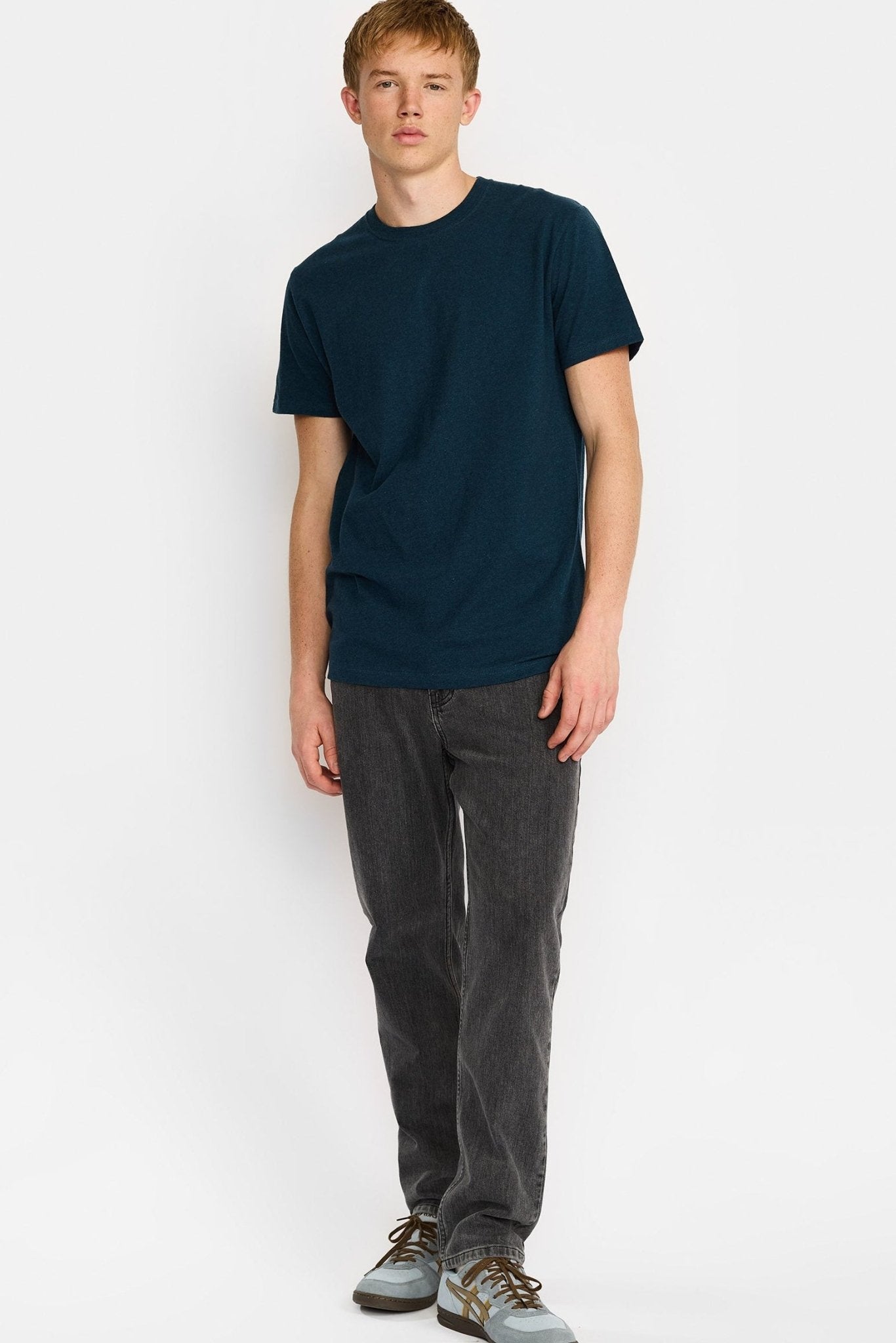 REVOLUTION-1051 Regular T-Shirt-Darkpetrol Melange-BACKYARD