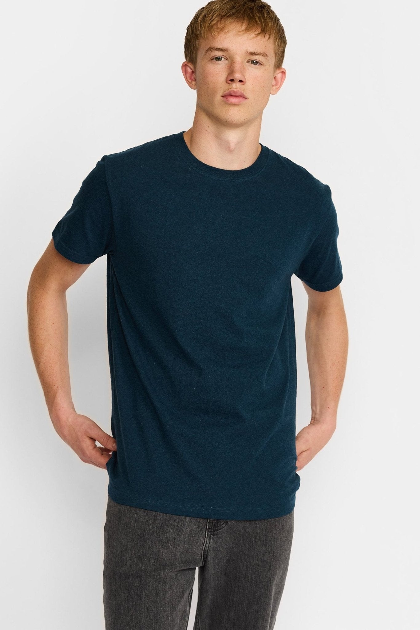 REVOLUTION-1051 Regular T-Shirt-Darkpetrol Melange-BACKYARD