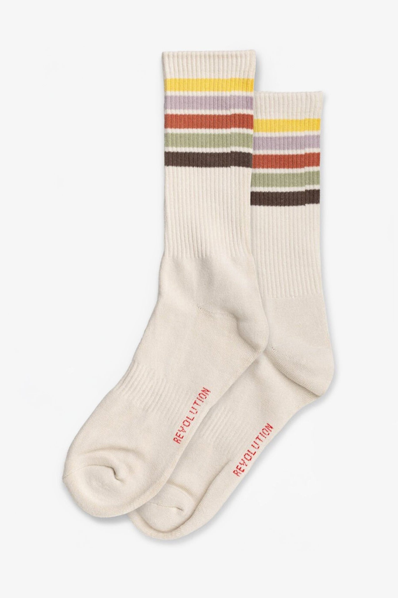 REVOLUTION - 8904 Jacquard Crew Socks - Offwhite - BACKYARD