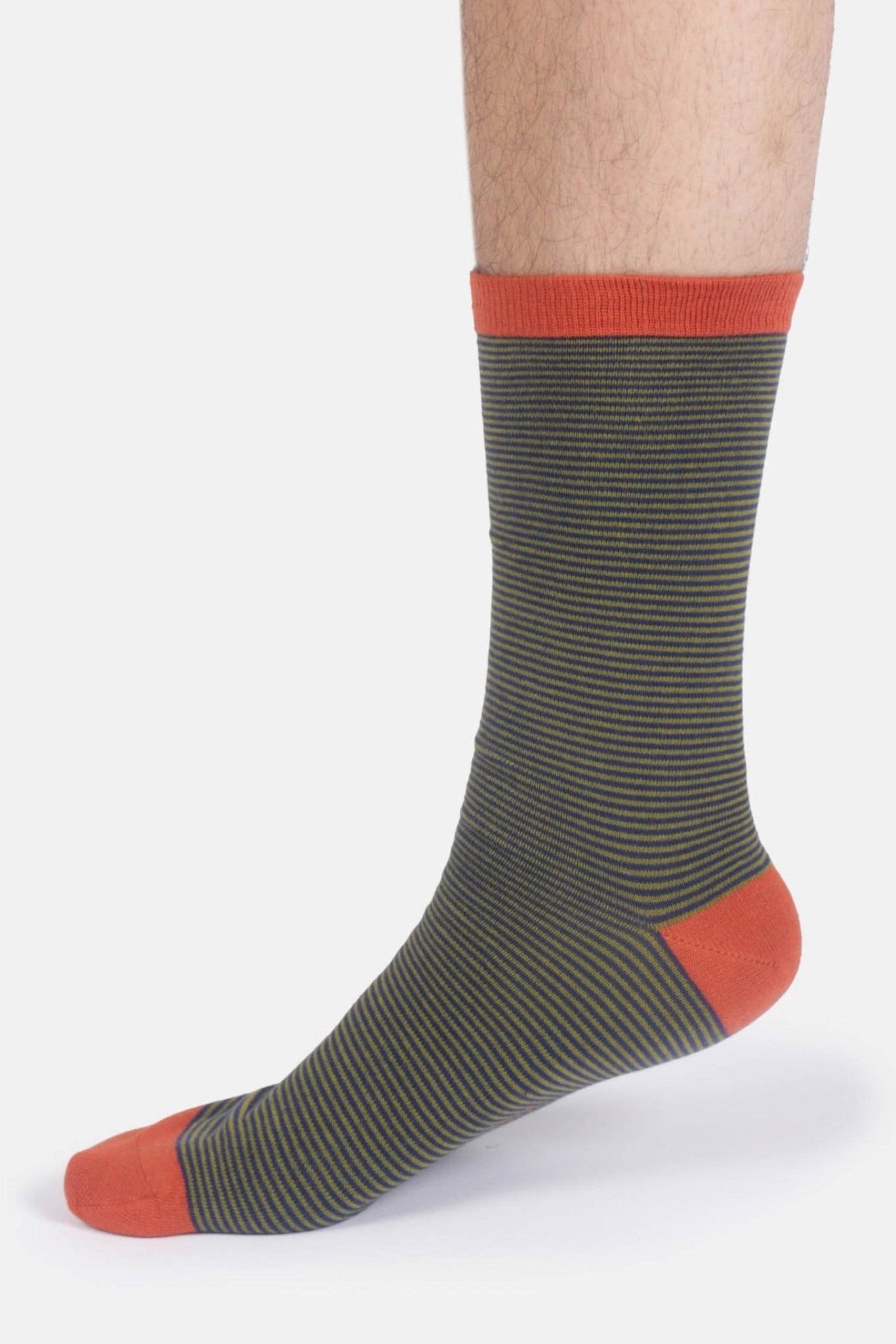 THOUGHT - Men’s Stripe Crew Socks - Midnight Blue - BACKYARD