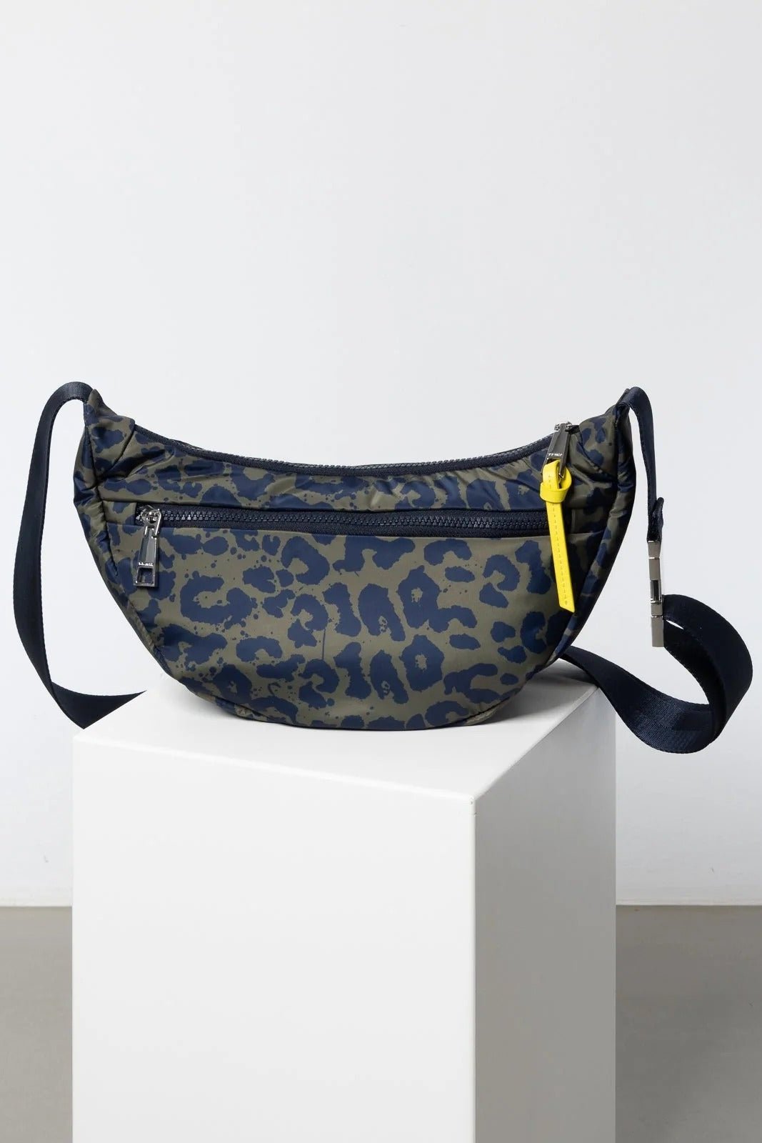 VIVI MARI-Padded Hip Bag Medium-Leo Splashes Navy Olive-BACKYARD