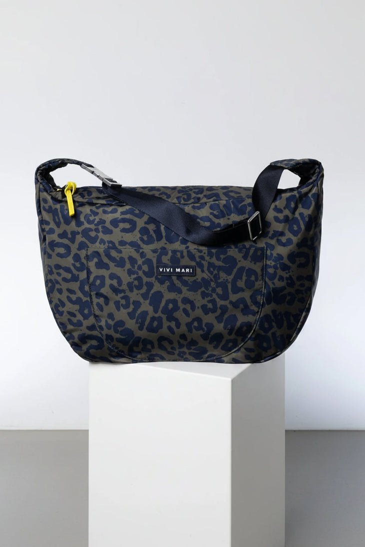 VIVI MARI-Padded Hip Bag Oversized-Leo Splashes Navy Olive-BACKYARD