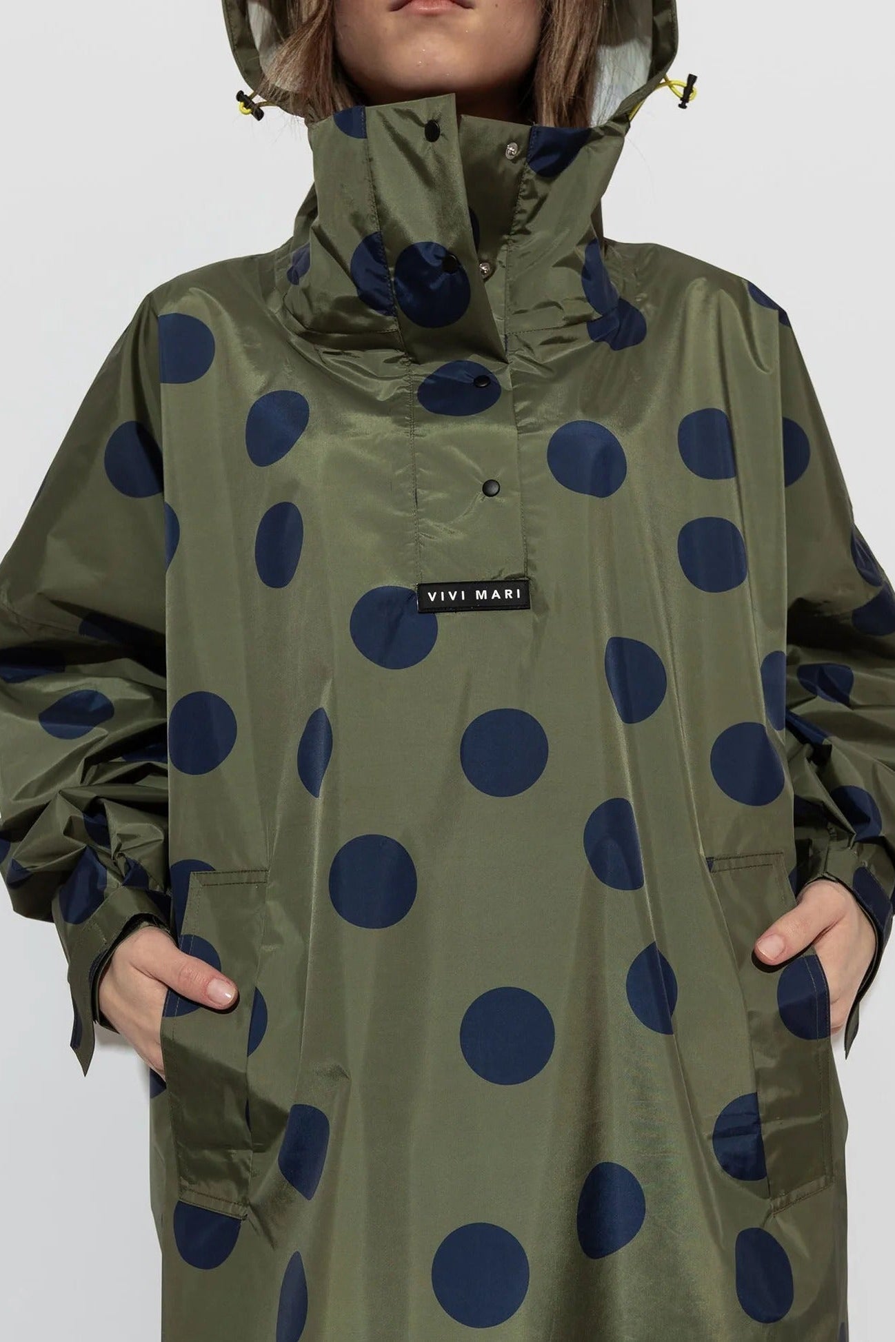 VIVI MARI-Raincoat Dots-Olive Navy-BACKYARD
