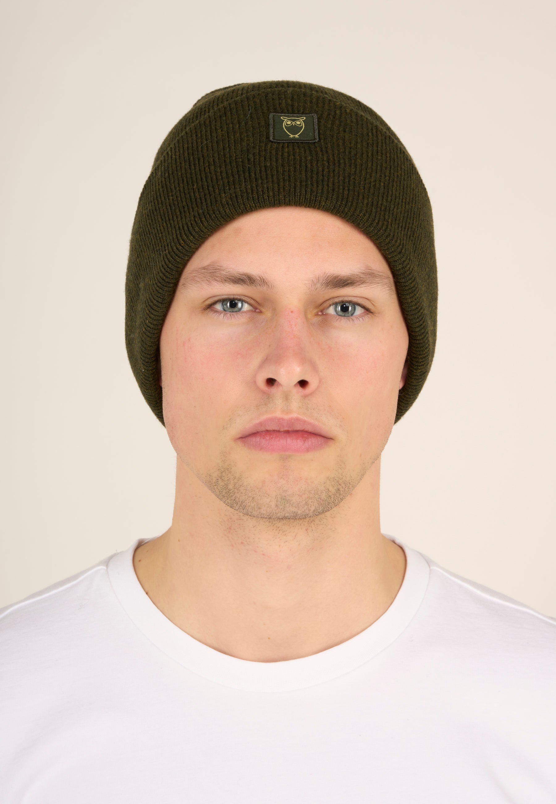 KNOWLEDGE COTTON - Double Layer Rib Wool Beanie - Forest Night - BACKYARD