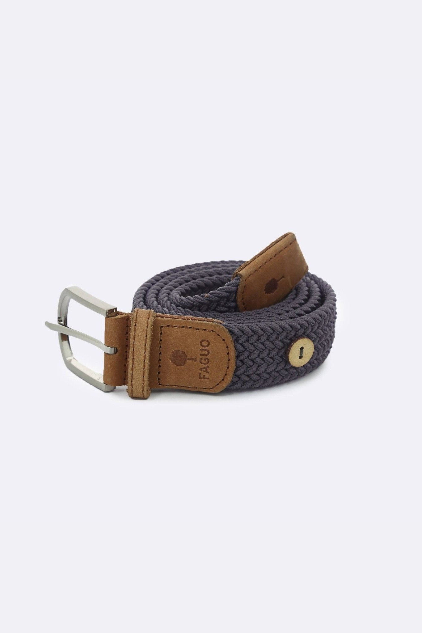 Faguo Belt Synthetic Woven in White+Navy