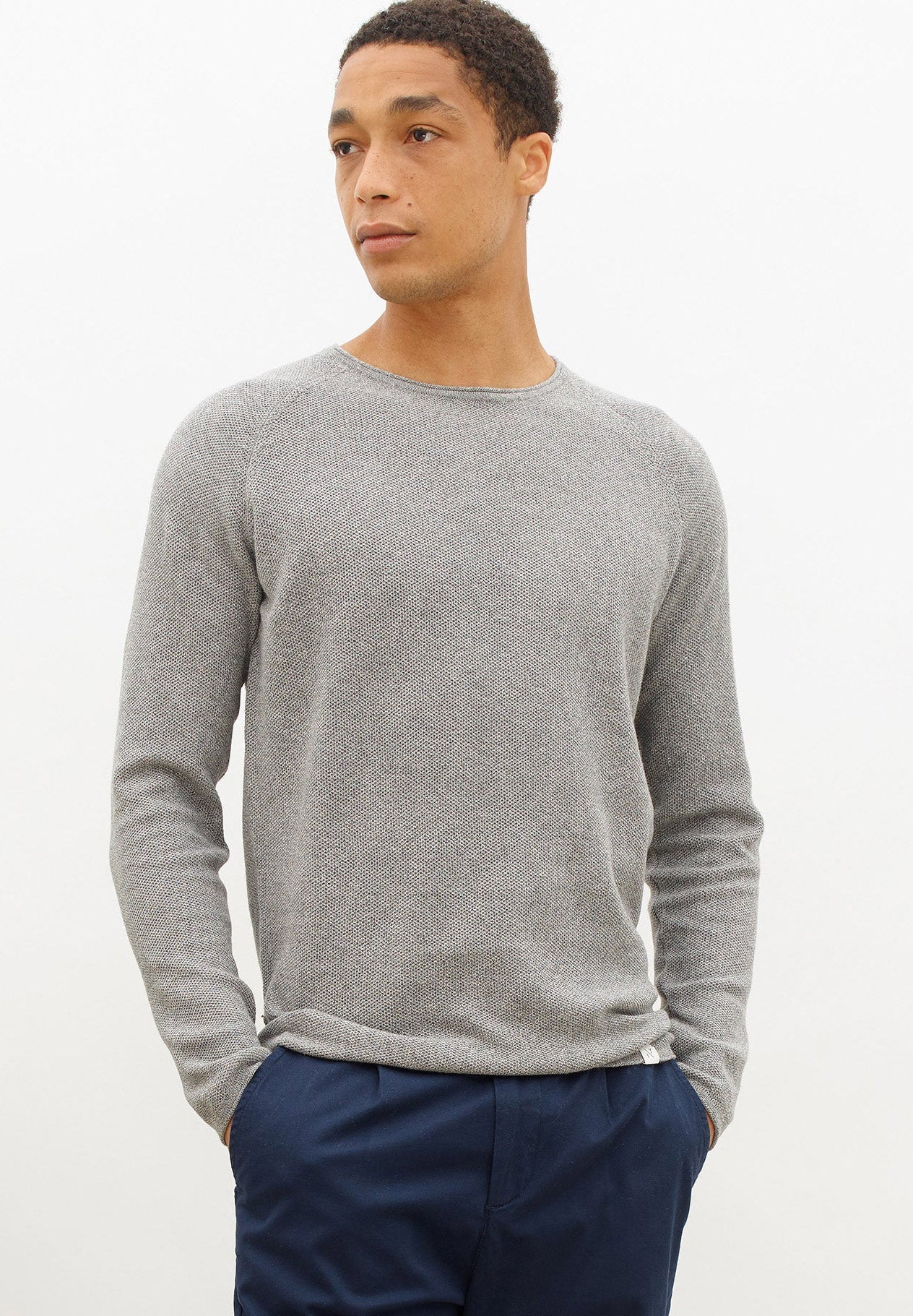 NOWADAYS - Honeycomb Crew Neck - Mid Grey Mel - BACKYARD