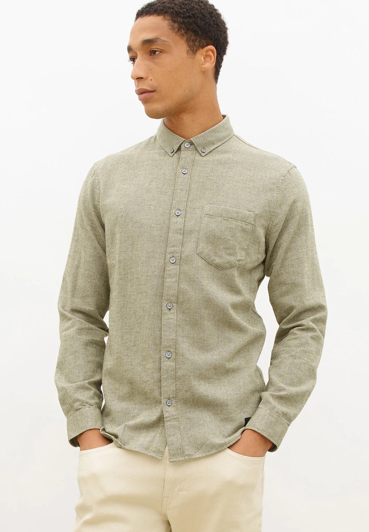 NOWADAYS - Soft Brushed Shirt - Mineral Green - BACKYARD