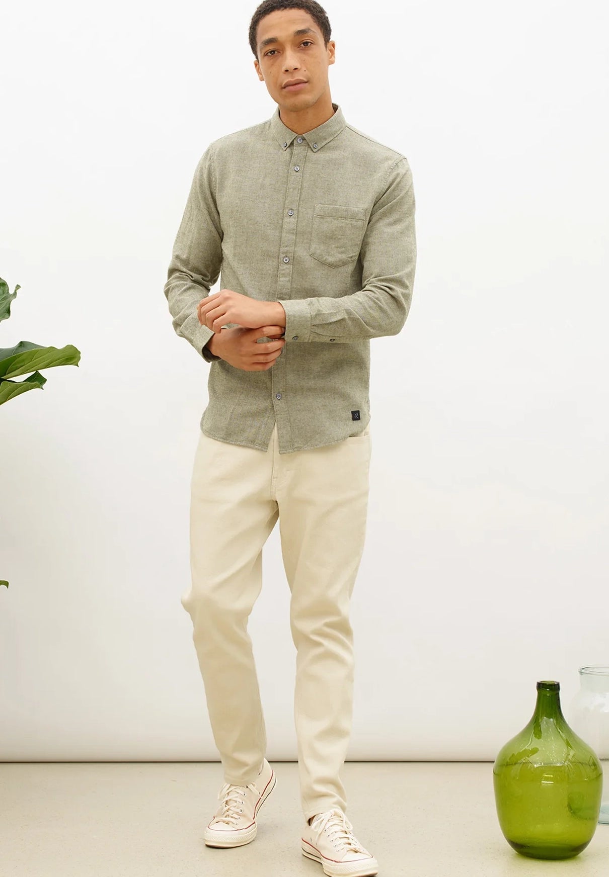 NOWADAYS - Soft Brushed Shirt - Mineral Green - BACKYARD