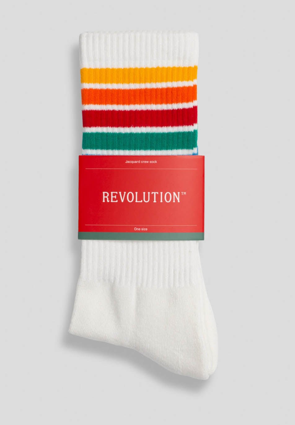 REVOLUTION - 8903 Jacquard Crew Socks - White - BACKYARD