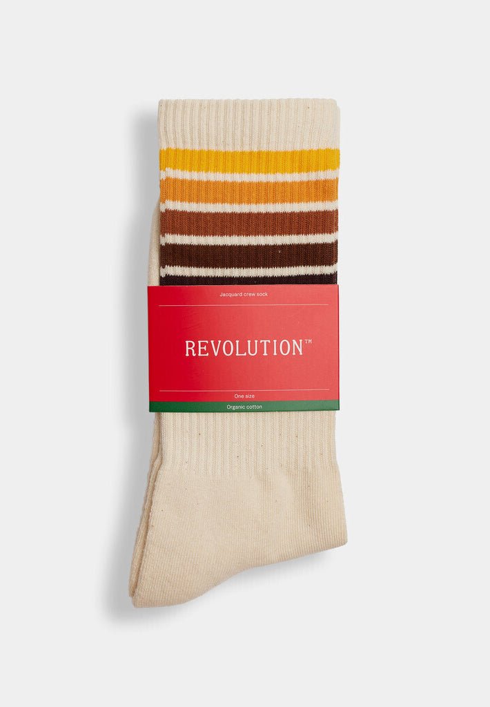 REVOLUTION - 8908 Jacquard Crew Socks - Offwhite - BACKYARD