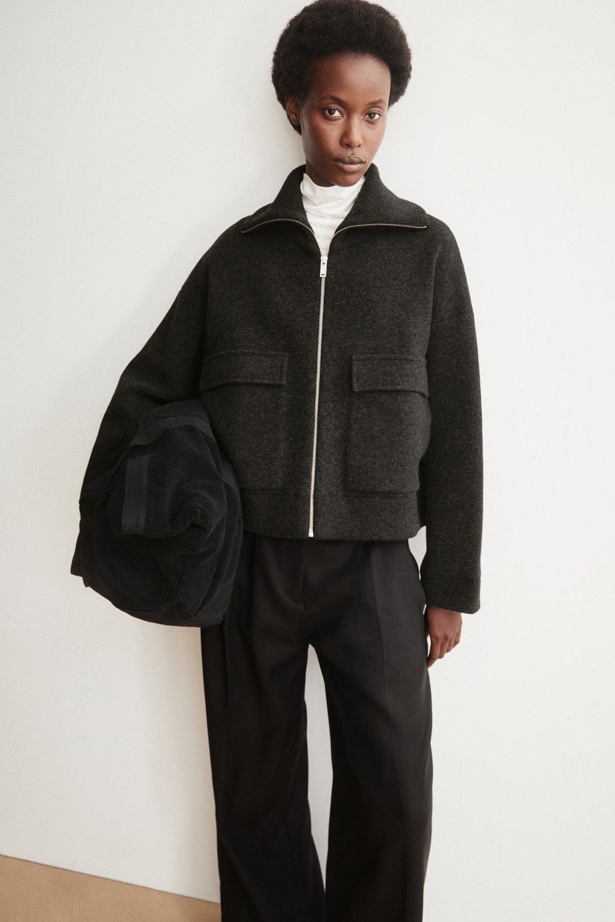 ARMEDANGELS-Cotton-Wool Knit Jacket-Steel Melange-BACKYARD