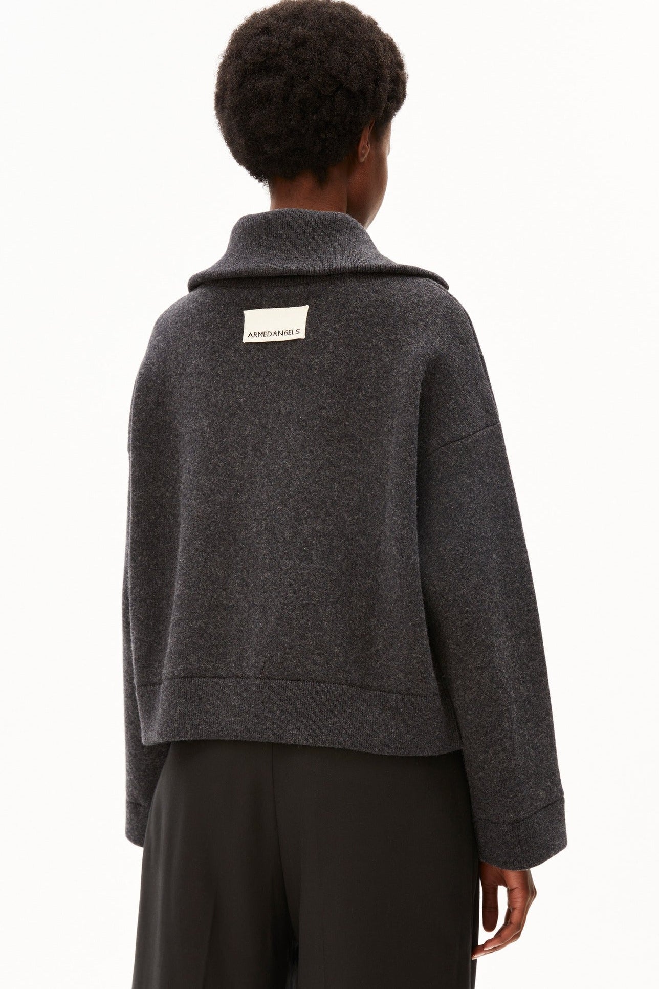 ARMEDANGELS-Cotton-Wool Knit Jacket-Steel Melange-BACKYARD