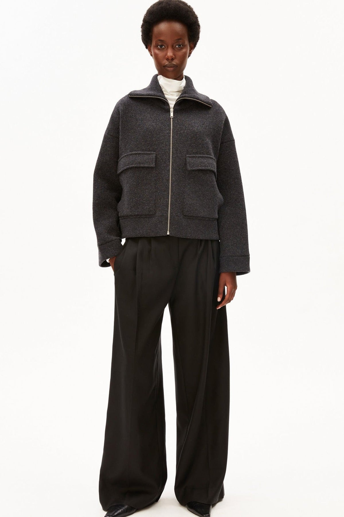 ARMEDANGELS-Cotton-Wool Knit Jacket-Steel Melange-BACKYARD