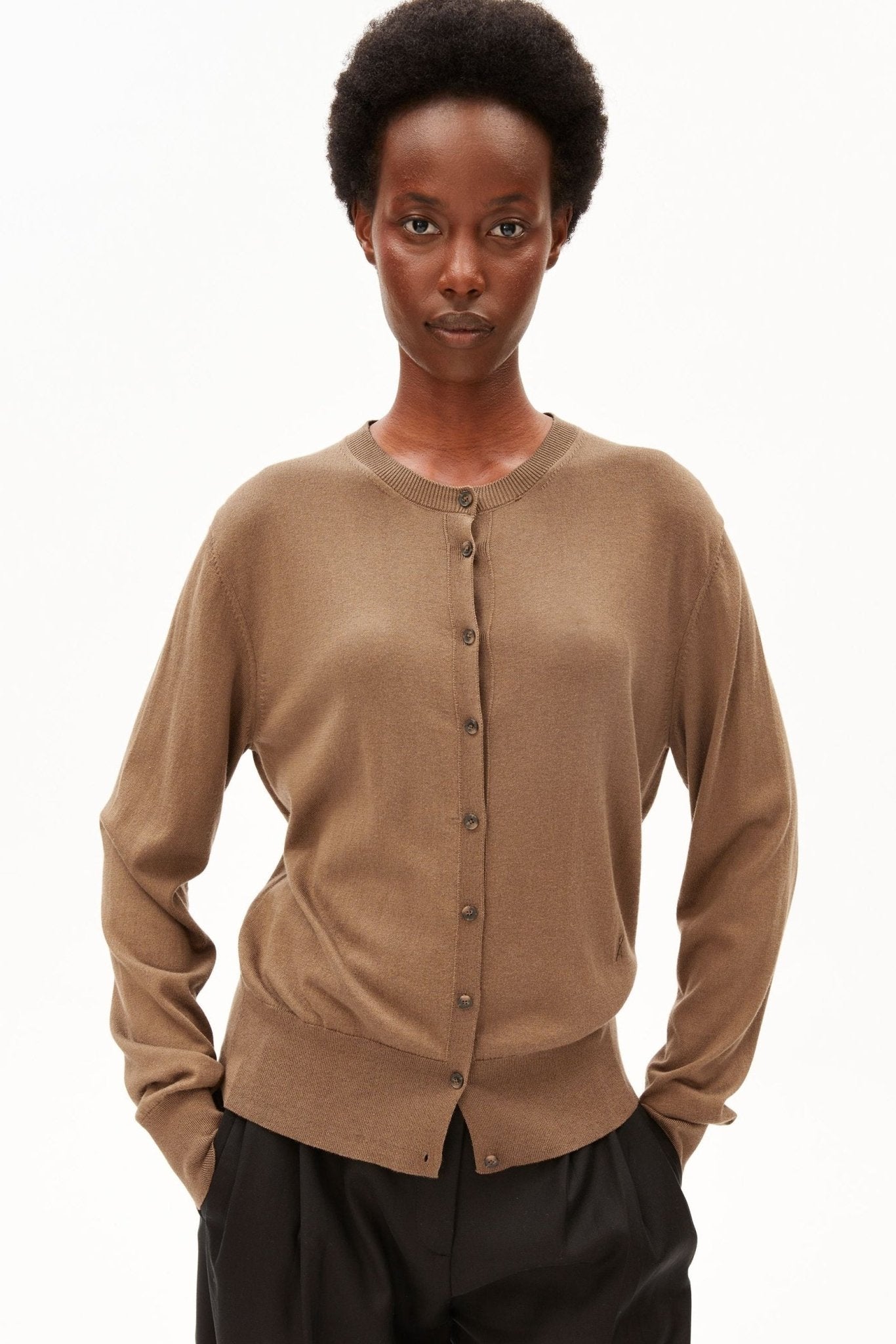 ARMEDANGELS-Fine Knit Cardigan-Amberwood-BACKYARD