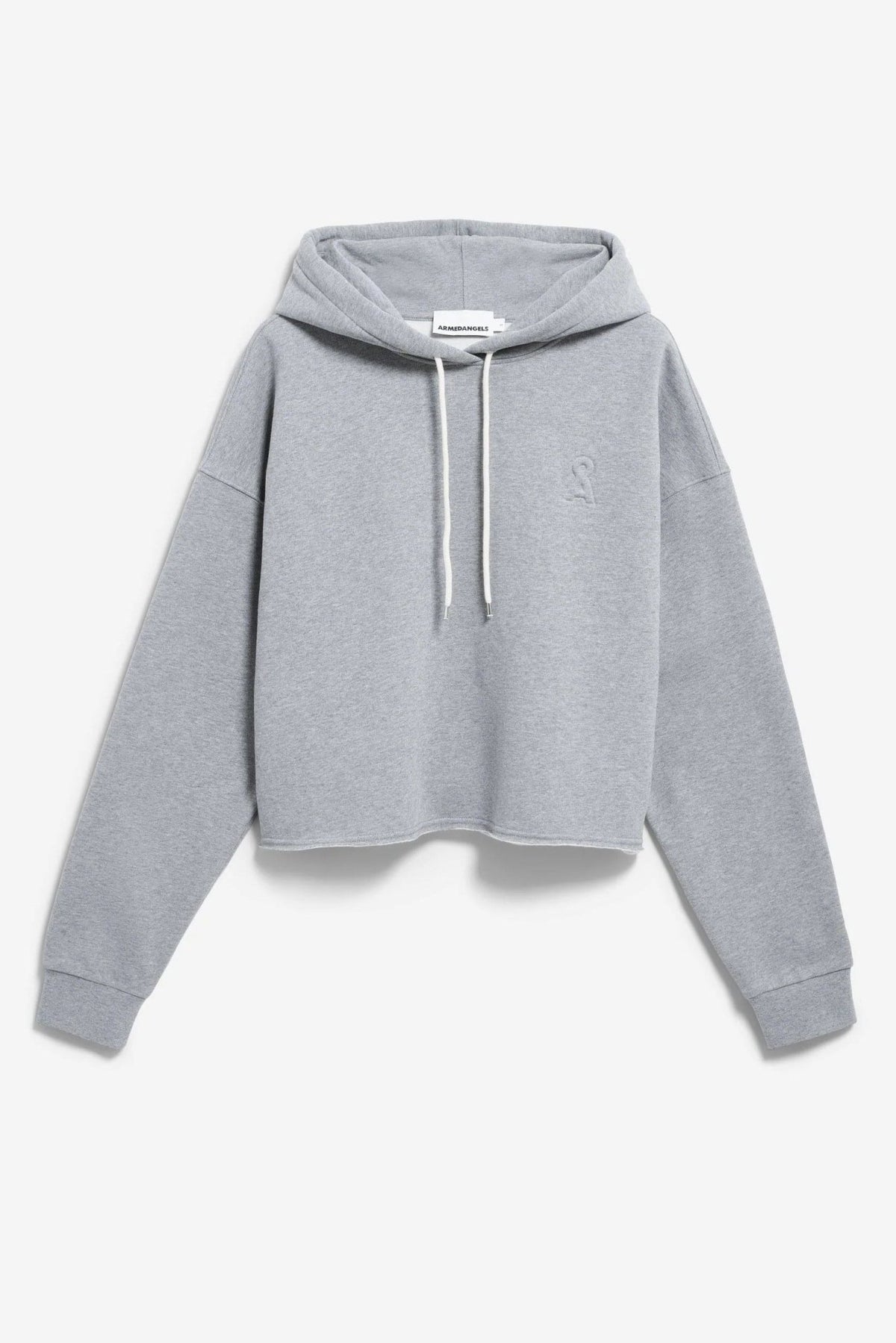 ARMEDANGELS-Iconic Å Open Edge Hoodie-Silver Melange-BACKYARD
