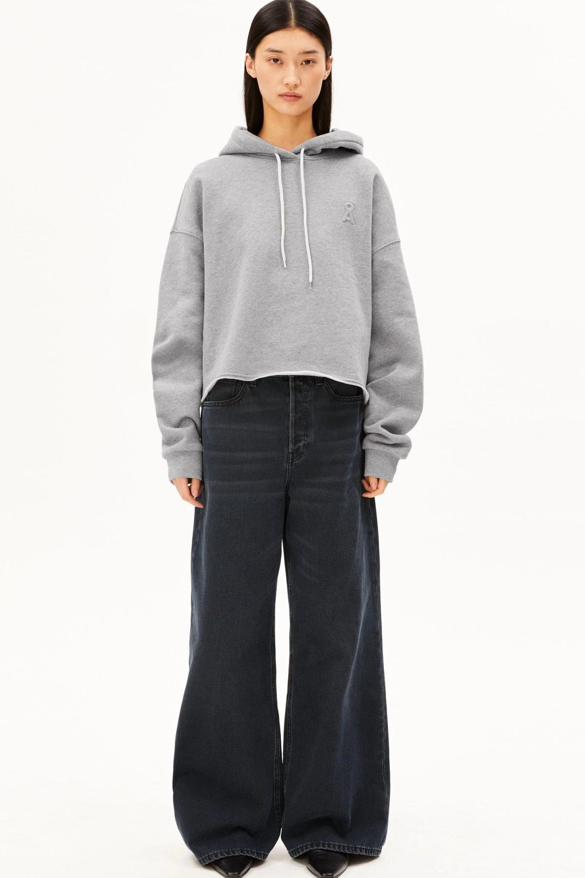 ARMEDANGELS-Iconic Å Open Edge Hoodie-Silver Melange-BACKYARD