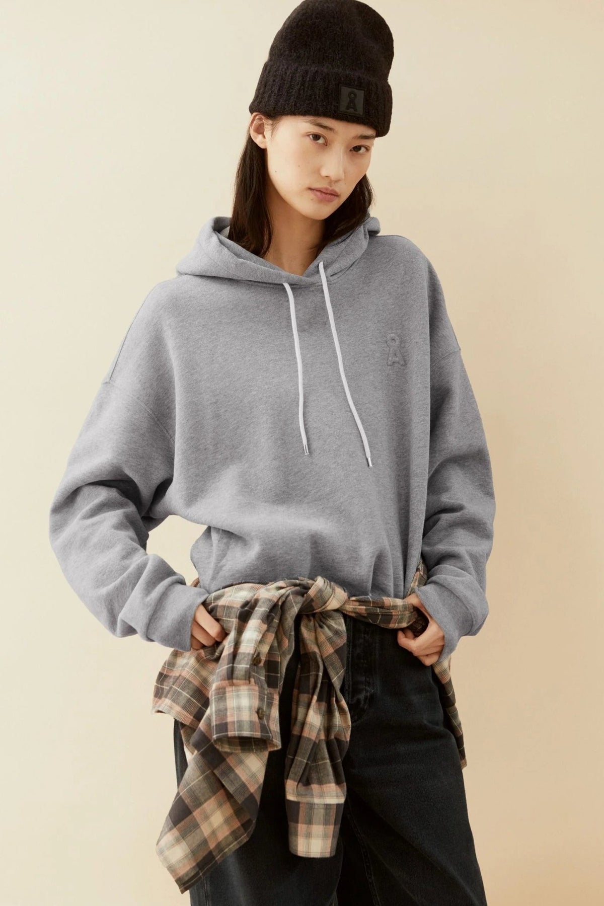 ARMEDANGELS-Iconic Å Open Edge Hoodie-Silver Melange-BACKYARD