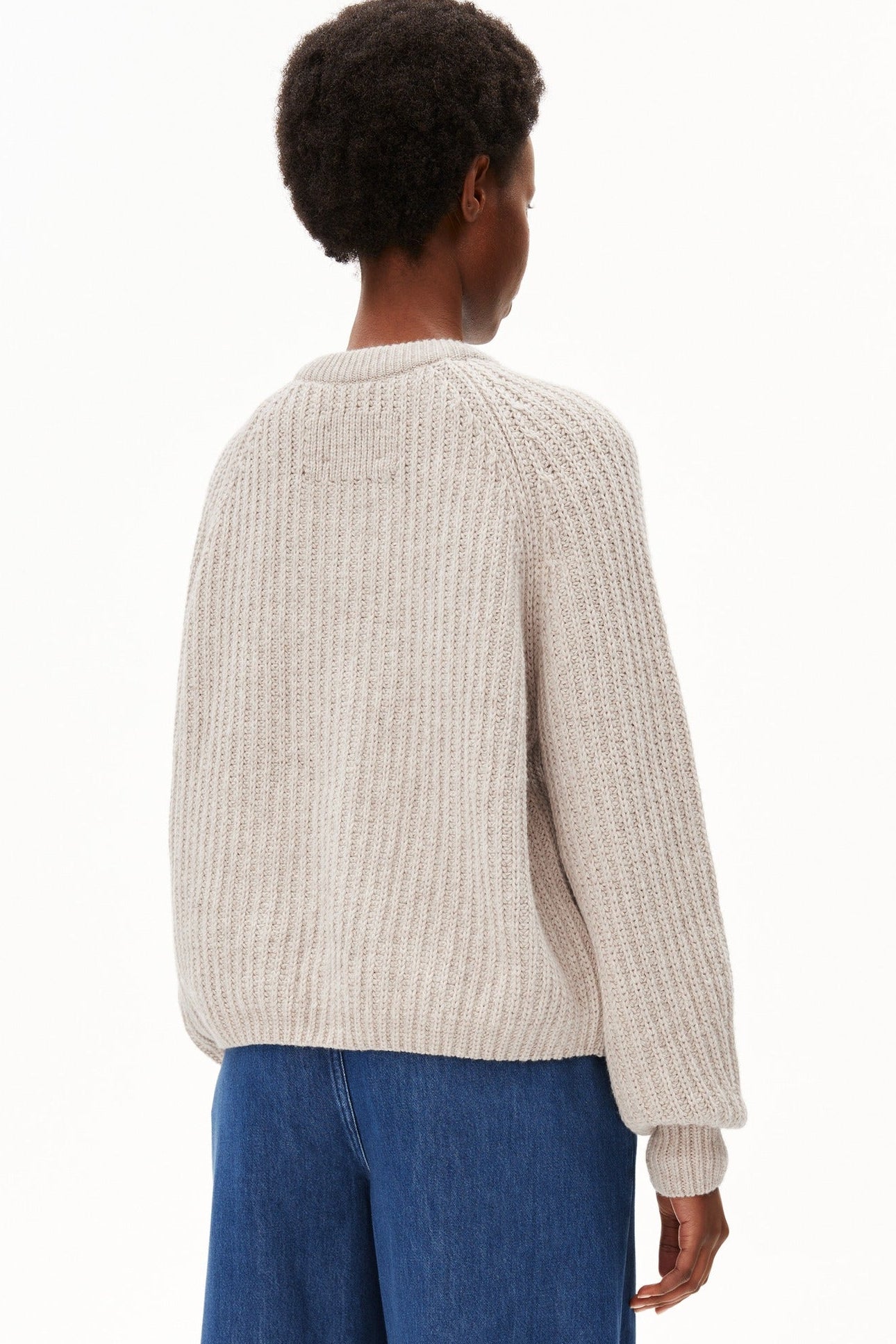 ARMEDANGELS-Rib Knit Cardigan-Honey Melange-BACKYARD