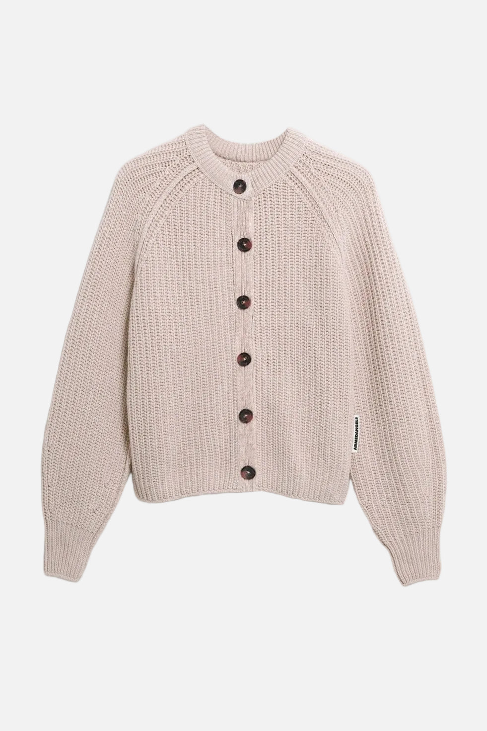 ARMEDANGELS-Rib Knit Cardigan-Honey Melange-BACKYARD