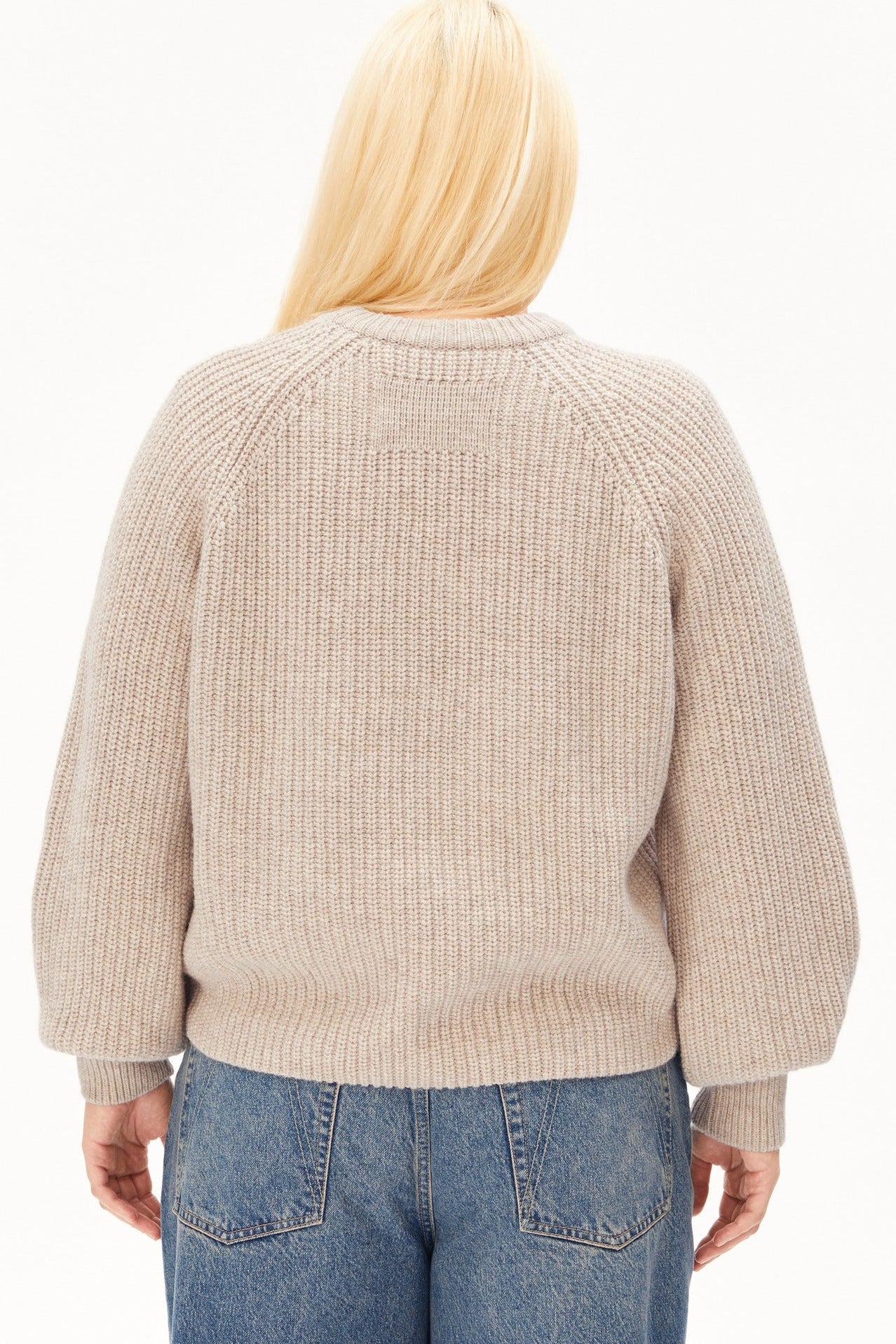 ARMEDANGELS-Rib Knit Sweater-Honey Melange-BACKYARD