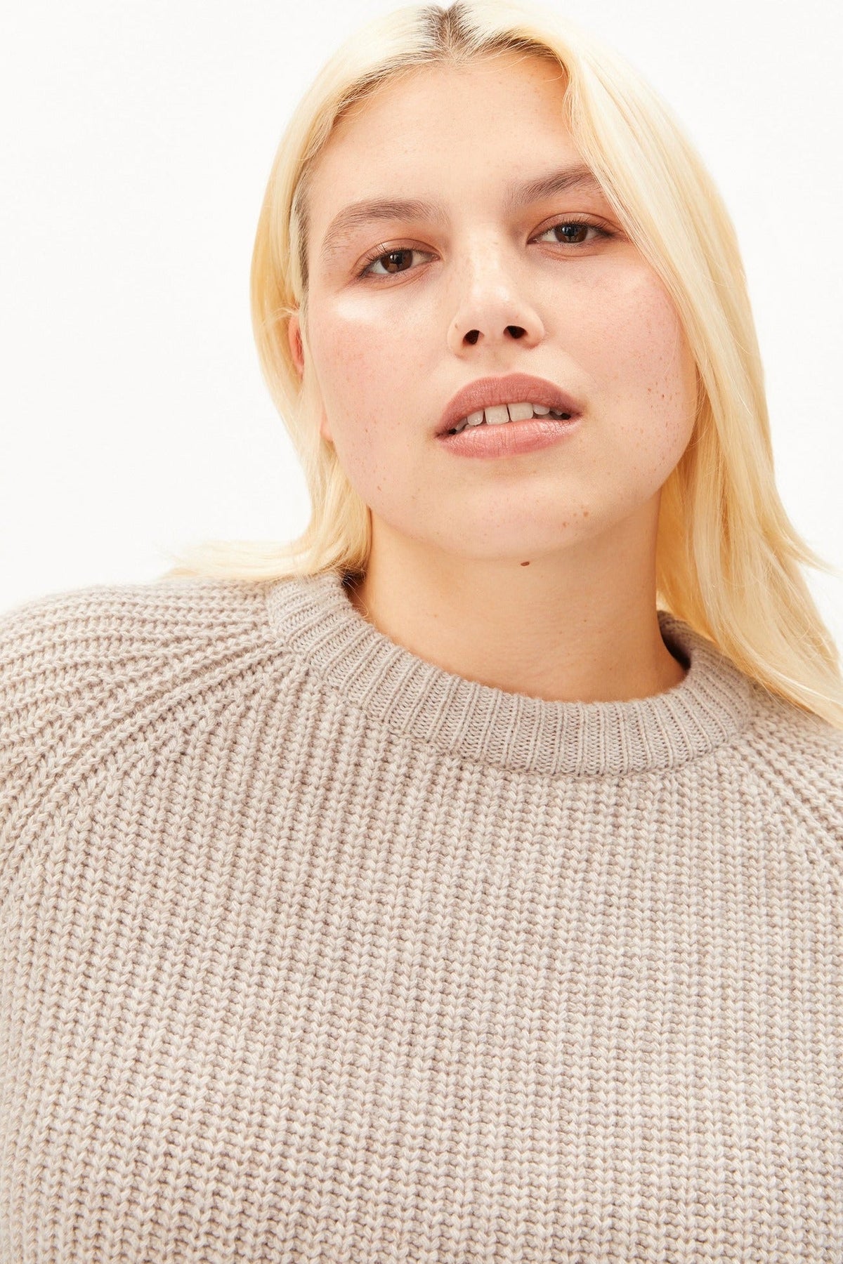 ARMEDANGELS-Rib Knit Sweater-Honey Melange-BACKYARD