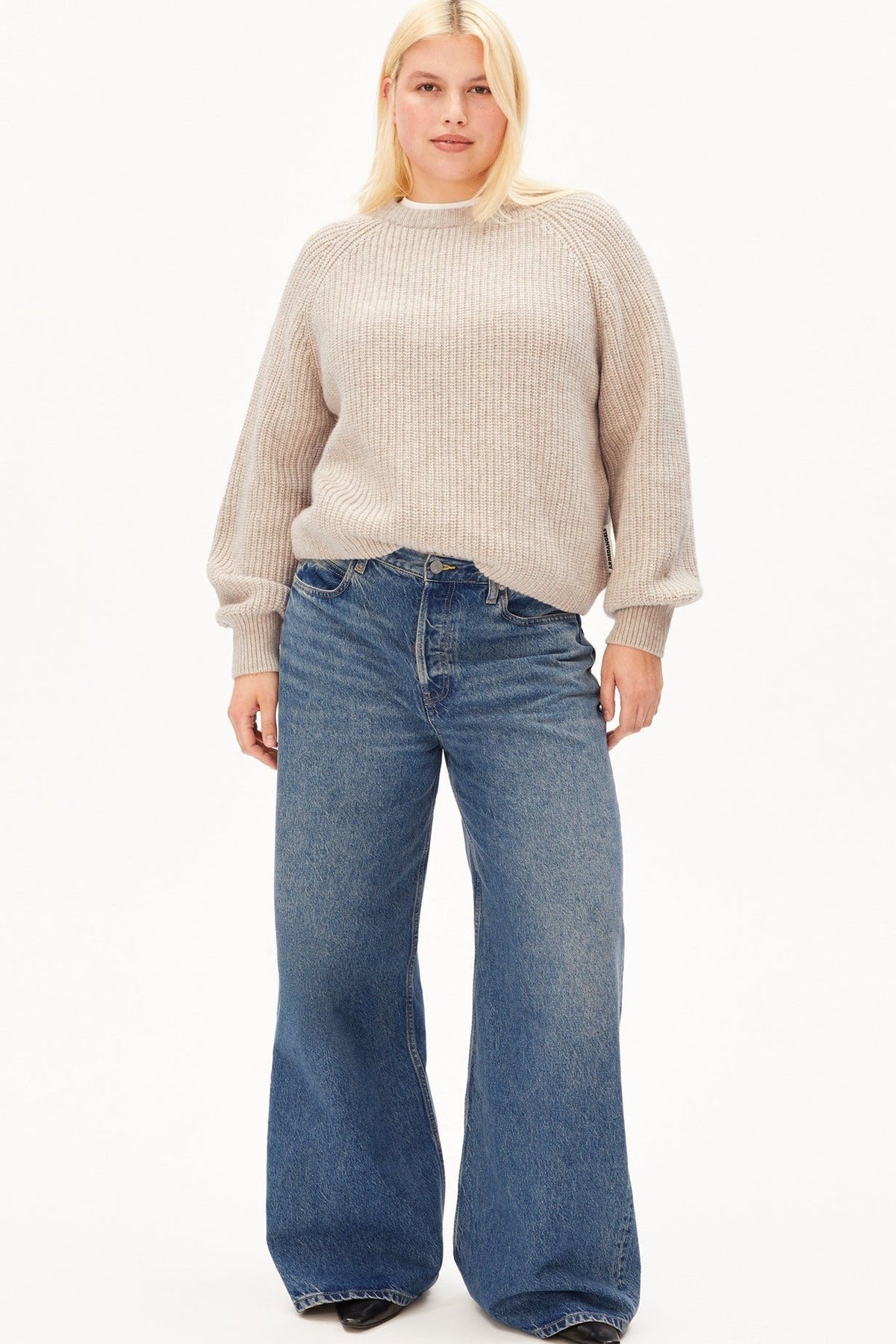 ARMEDANGELS-Rib Knit Sweater-Honey Melange-BACKYARD