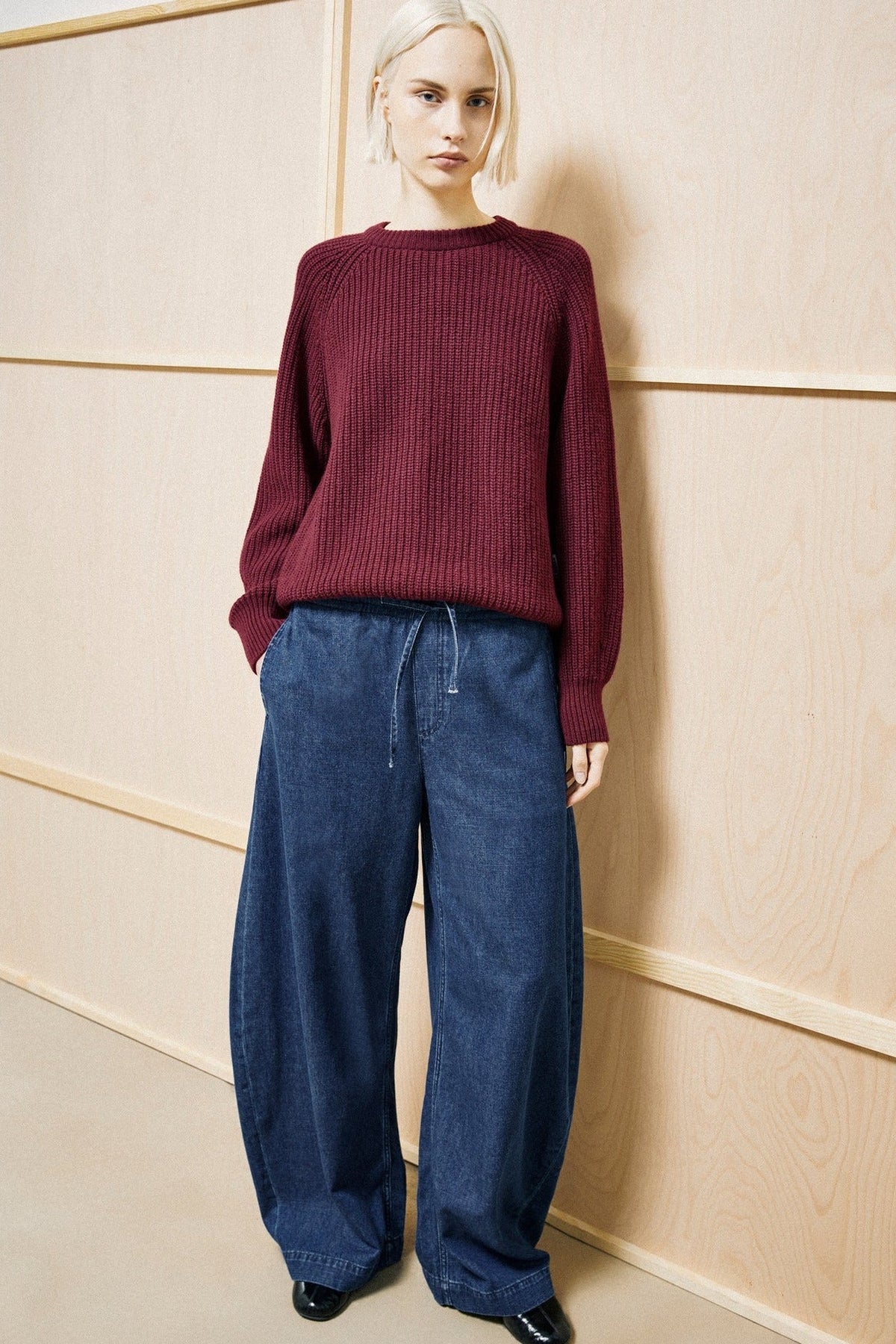 ARMEDANGELS-Rib Knit Sweater-Velvet Red-BACKYARD
