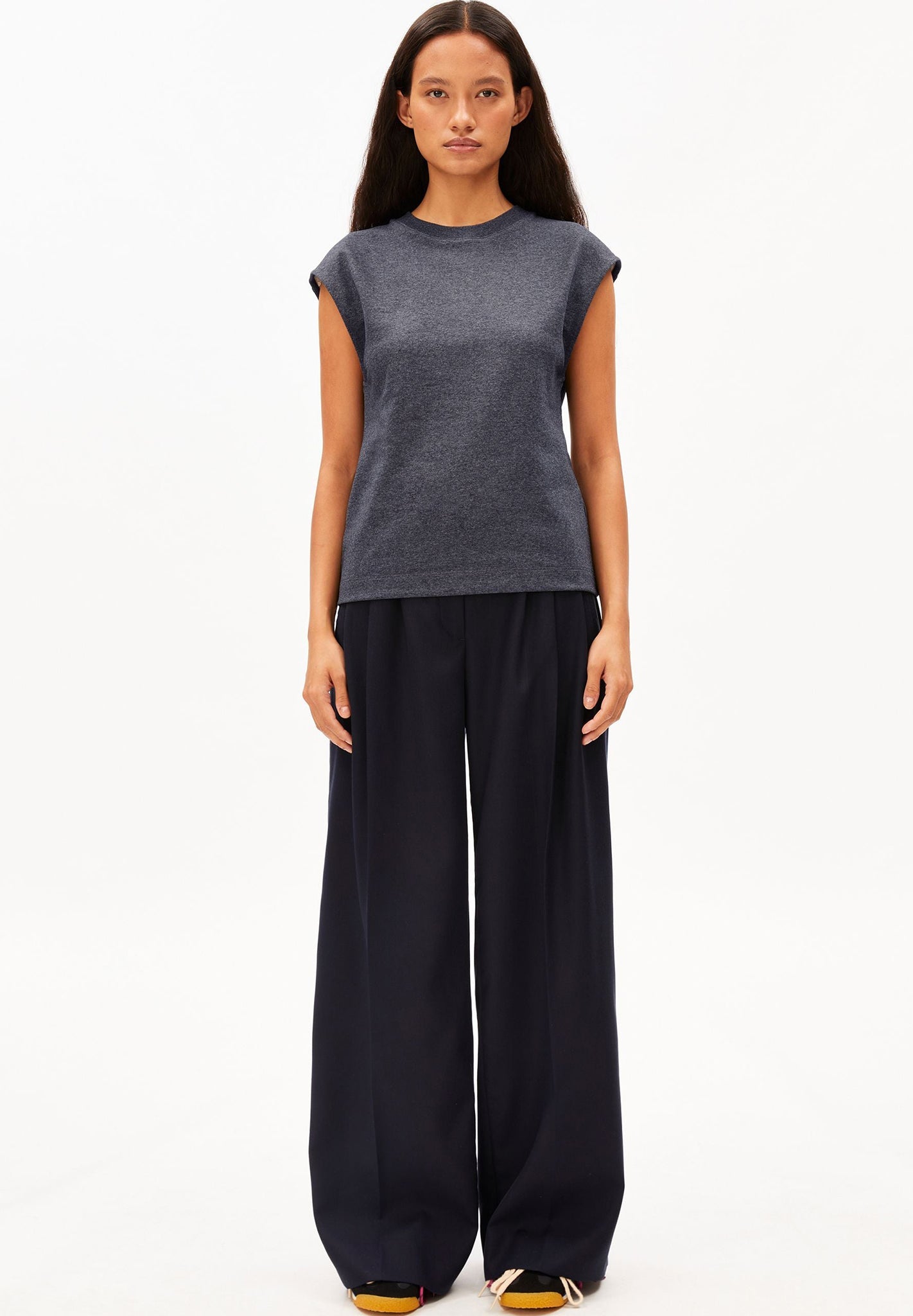 ARMEDANGELS - Un - Wasted Top - Steel Melange Undyed - BACKYARD