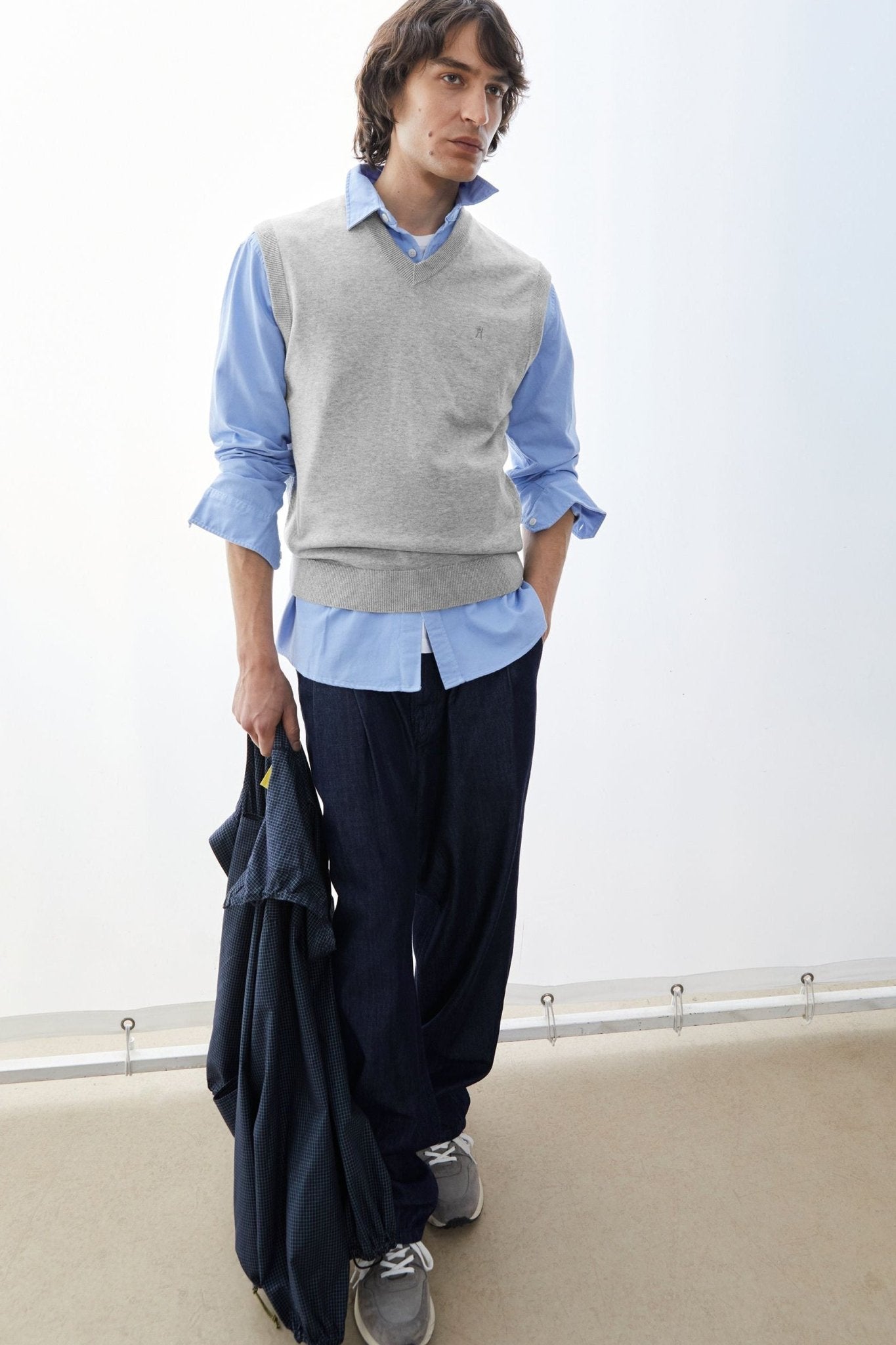 ARMEDANGELS - V - Neck Sleeveless Knit Vest - Silver Melange - BACKYARD