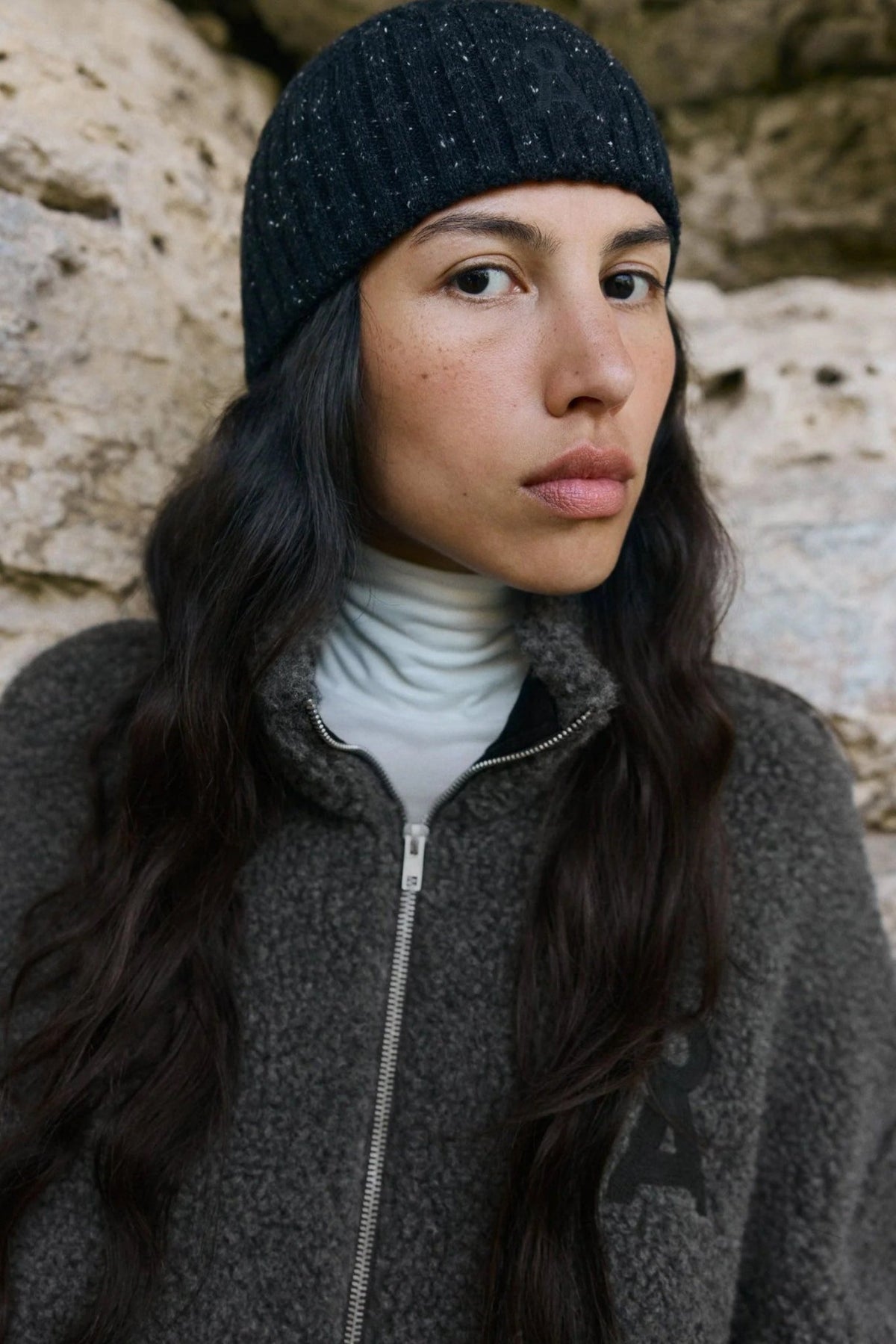 ARMEDANGELS-Women Tweed Knit Hat-Black Tweed-BACKYARD