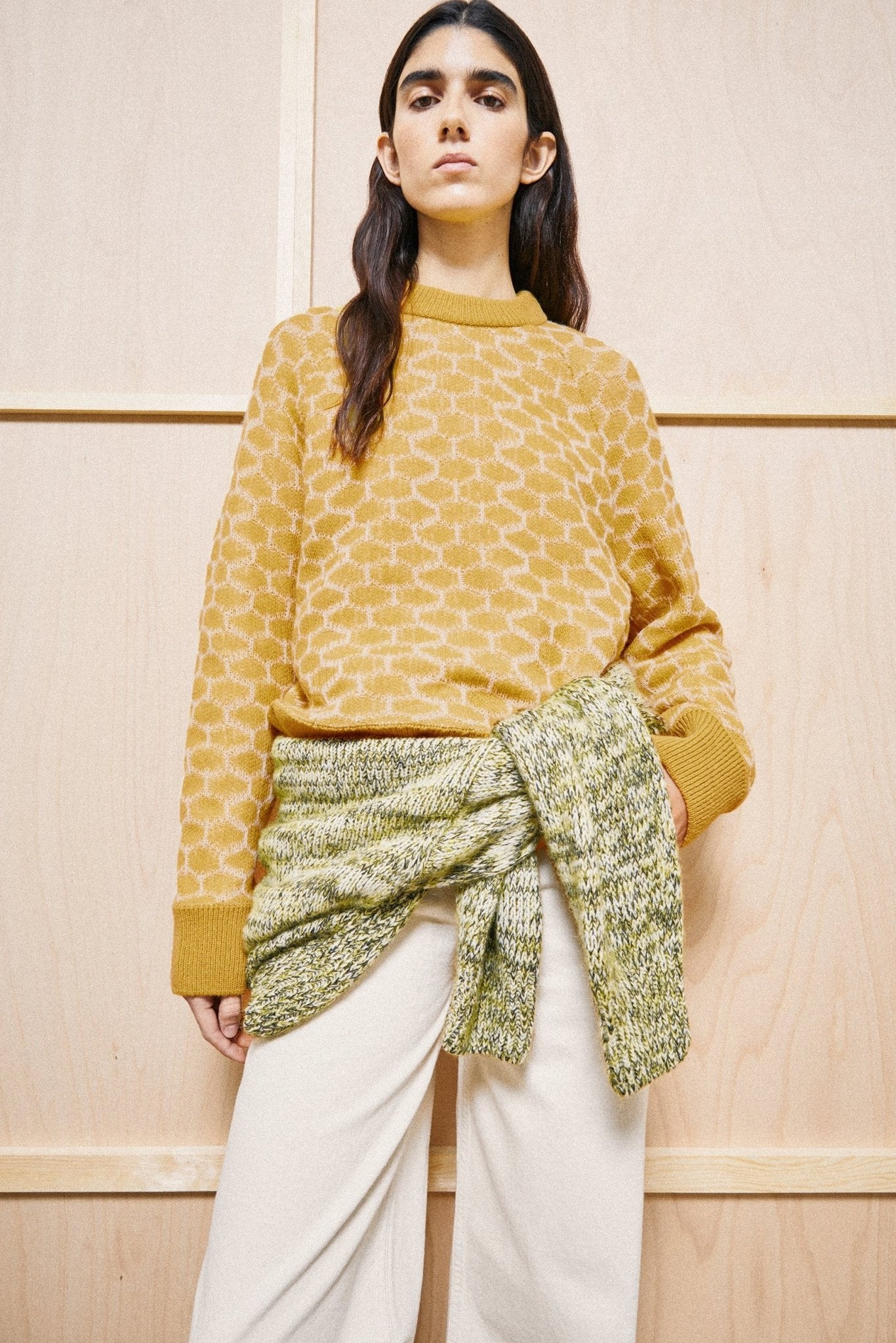 ARMEDANGELS-Wool Multi Dots Knit Sweater-Mosslace Oatmilk-BACKYARD