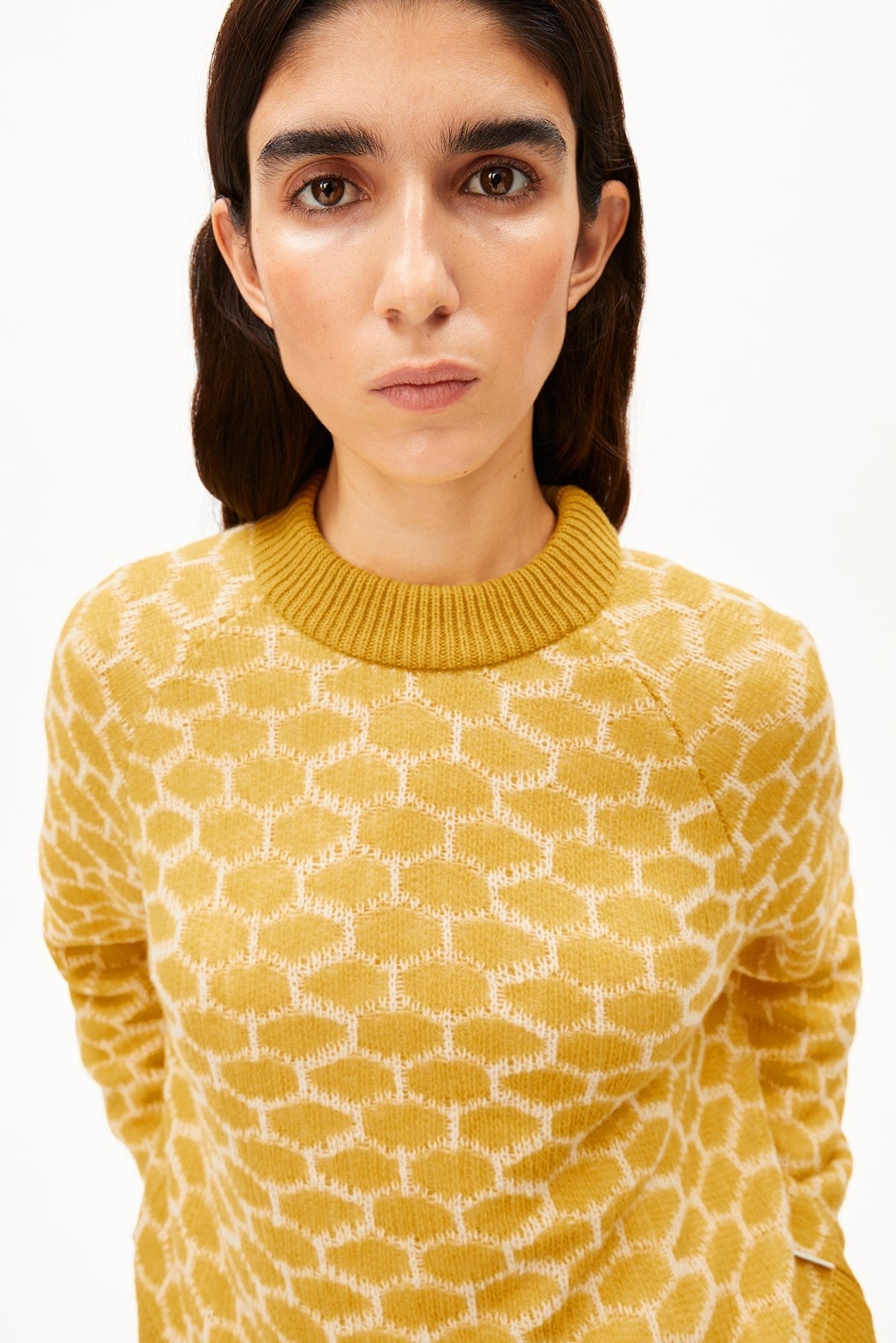 ARMEDANGELS-Wool Multi Dots Knit Sweater-Mosslace Oatmilk-BACKYARD