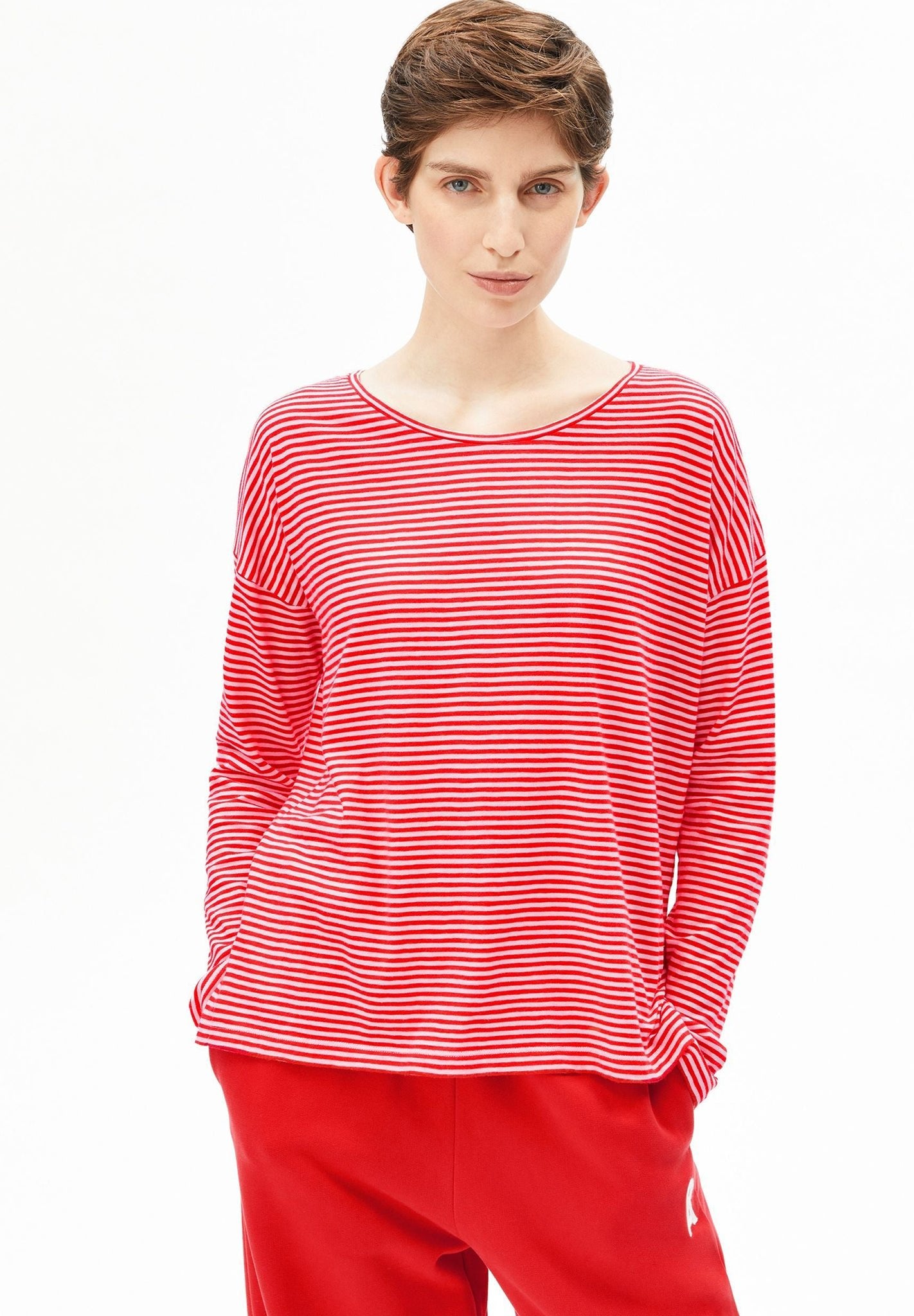 ARMEDANGELS - Xianaa Lovely Stripes - Pink Mist Mars Red - BACKYARD