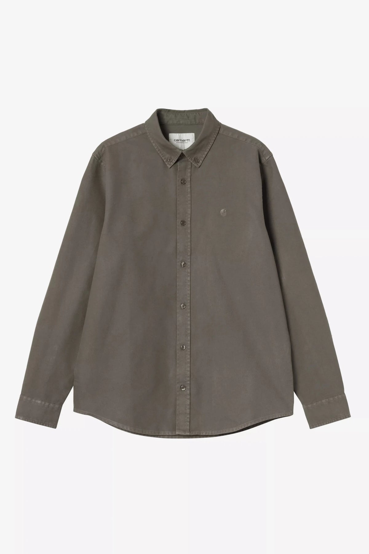 CARHARTT WIP-L/S Bolton Shirt-Shungite Garment Dyed-BACKYARD