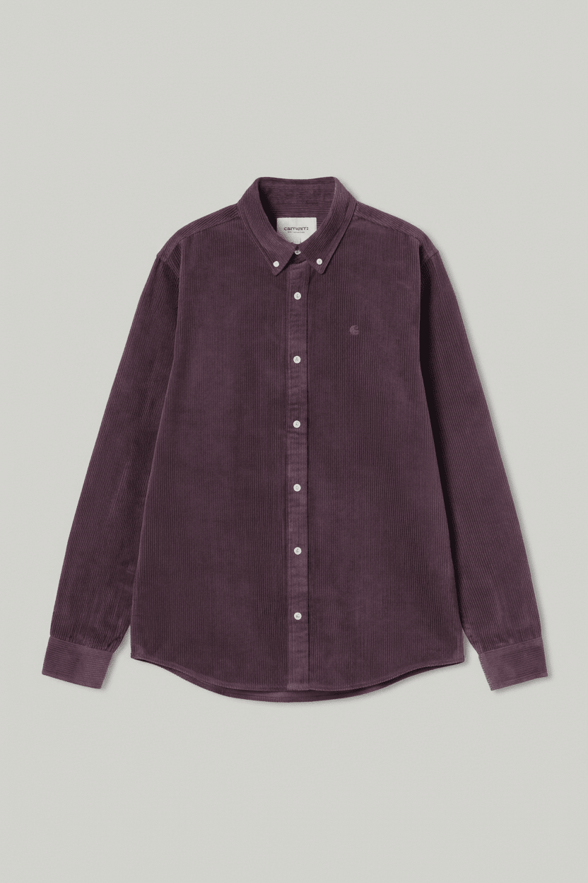 CARHARTT WIP-L/S Madison Cord Shirt-Cozy Purple-BACKYARD