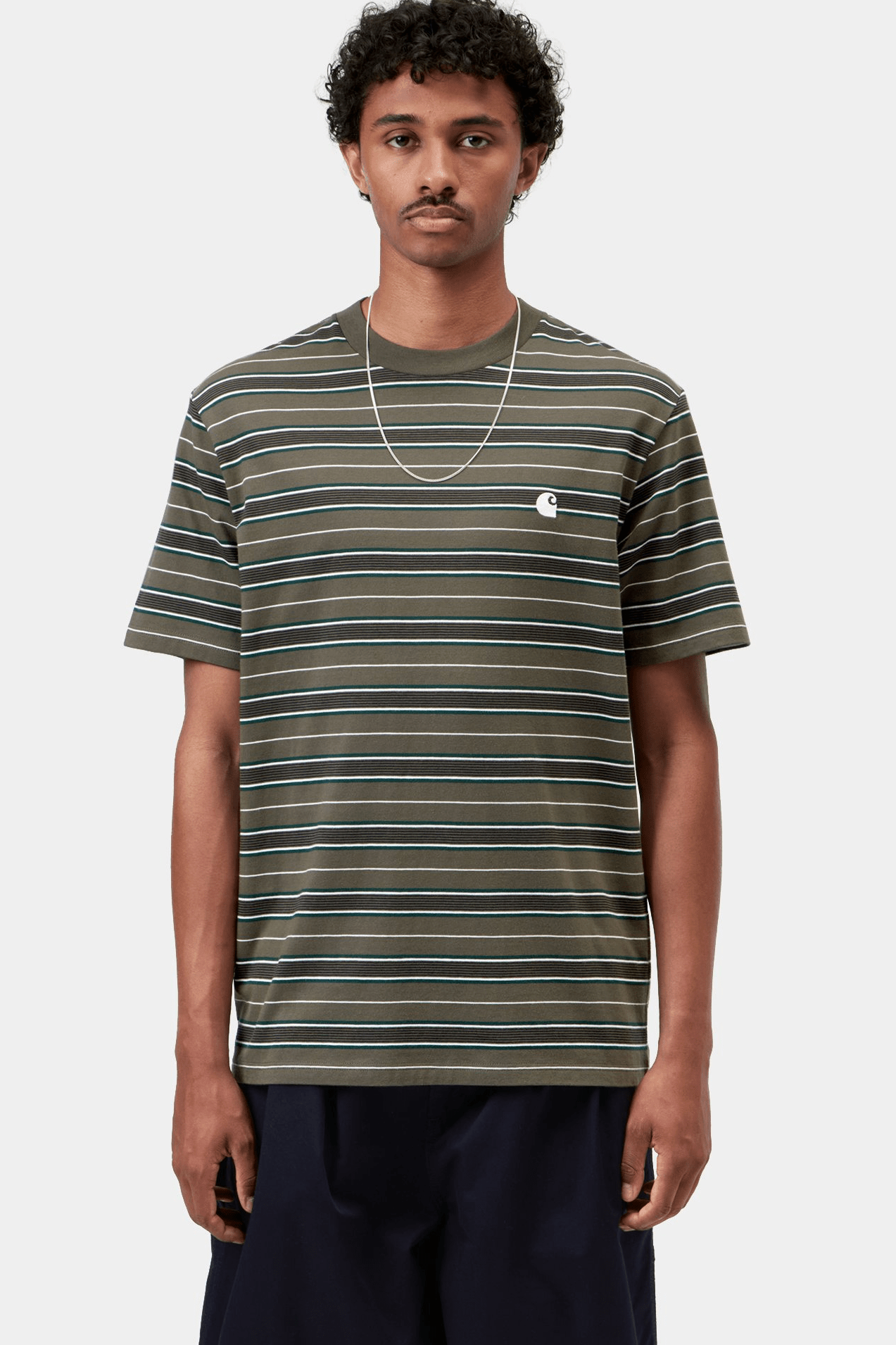 CARHARTT WIP-S/S Bronson T-Shirt-Stripe Cypress-BACKYARD