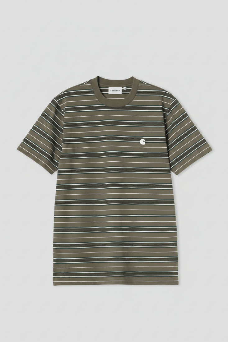 CARHARTT WIP-S/S Bronson T-Shirt-Stripe Cypress-BACKYARD