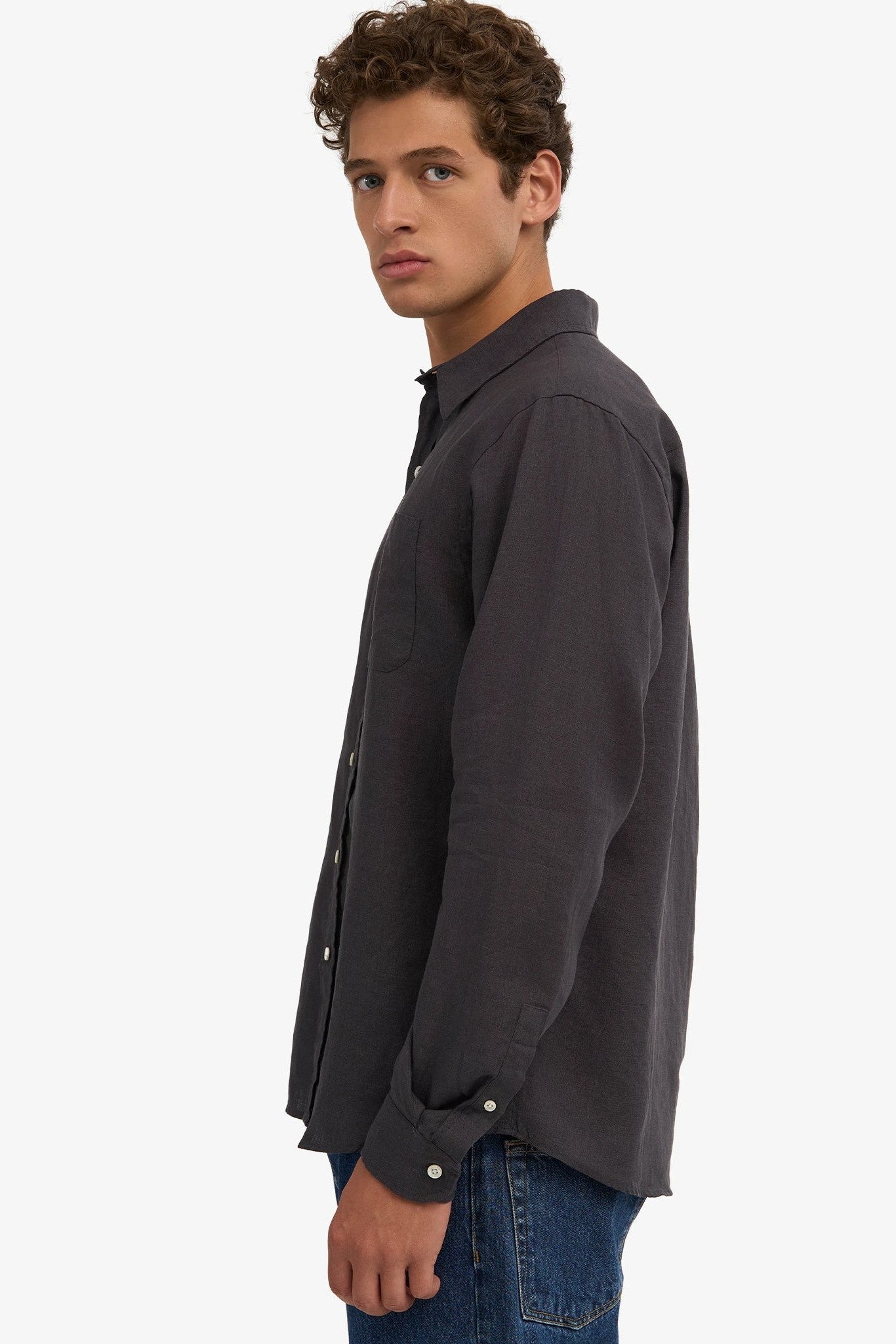 COLORFUL STANDARD - Linen Shirt - Lava Grey - BACKYARD