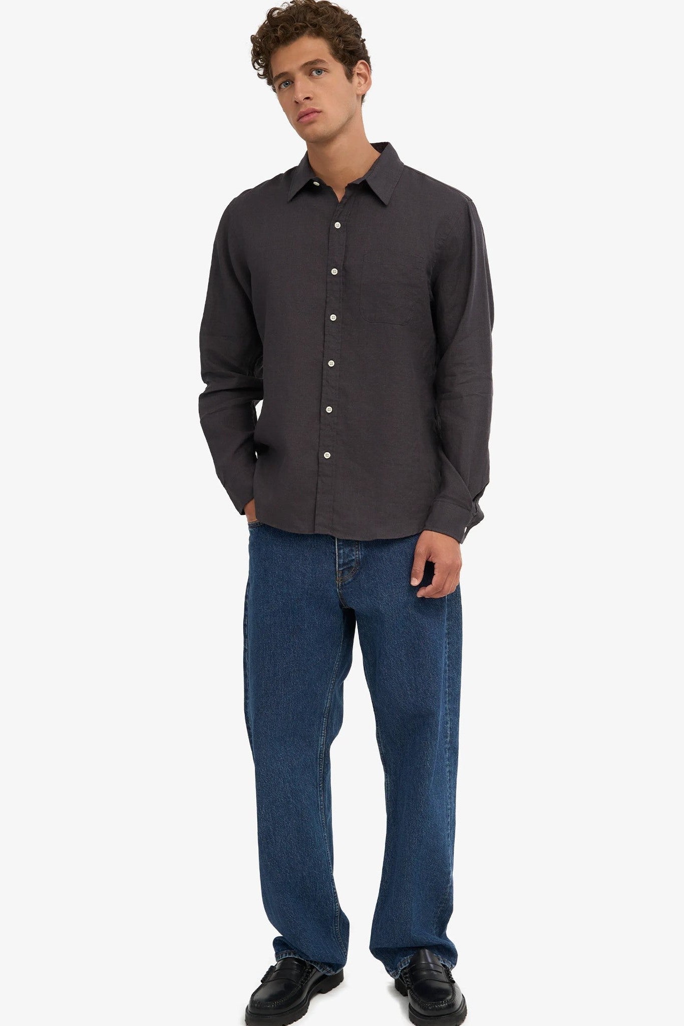 COLORFUL STANDARD - Linen Shirt - Lava Grey - BACKYARD