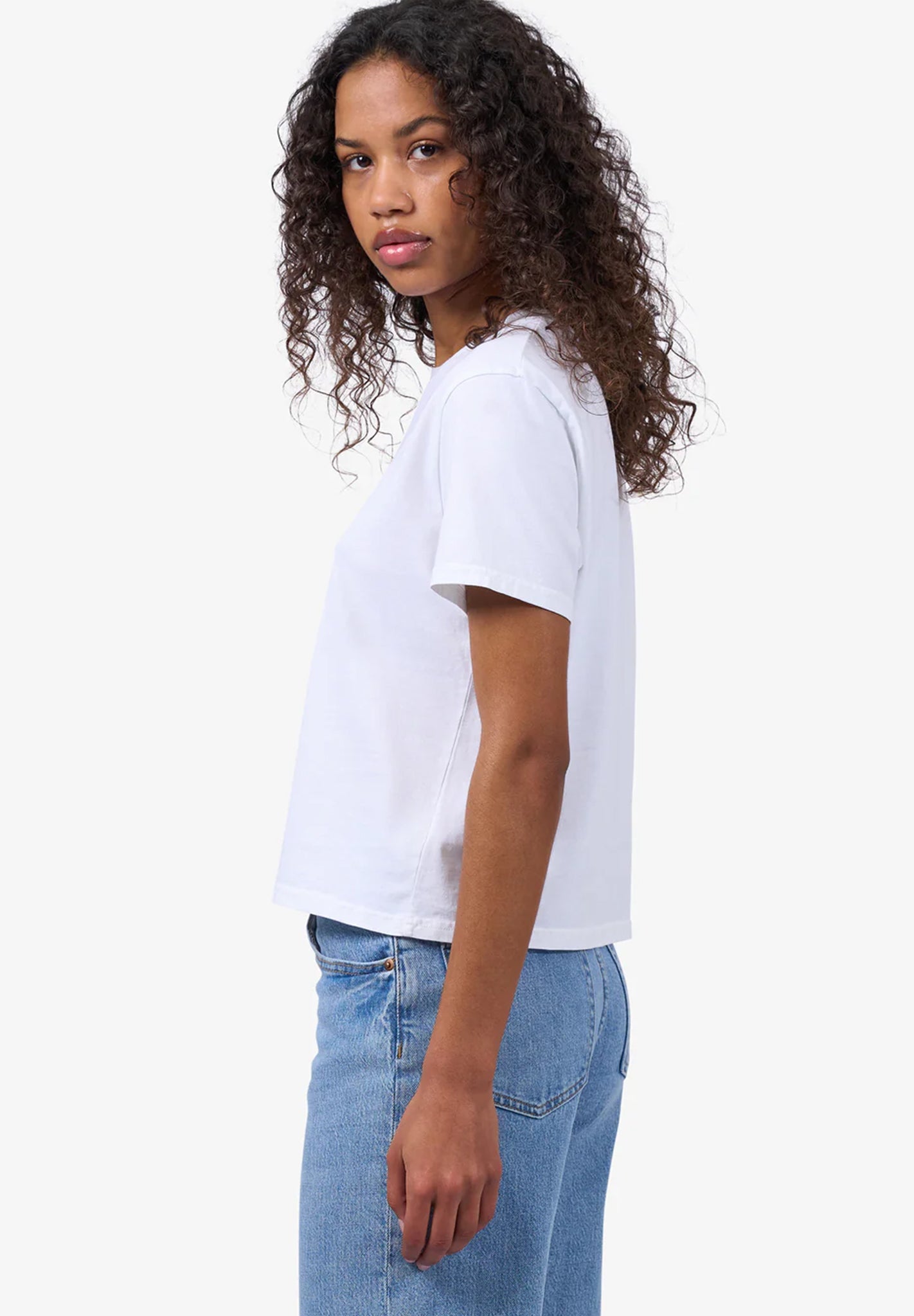 COLORFUL STANDARD - Organic Boxy Crop Tee - Optical White - BACKYARD