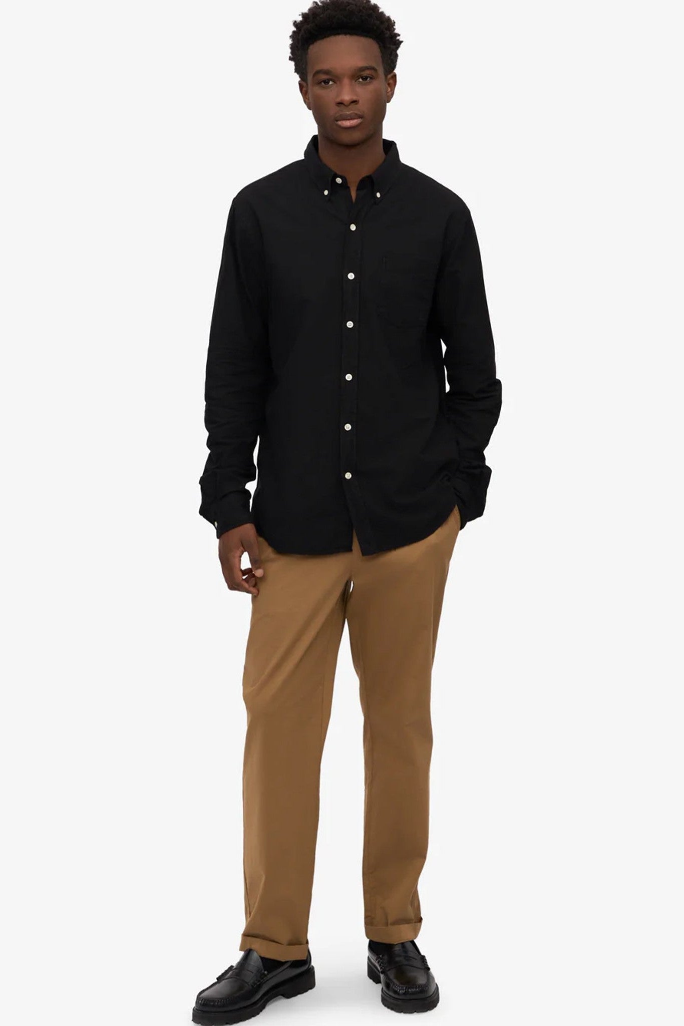 COLORFUL STANDARD - Organic Button Down Shirt - Deep Black - BACKYARD