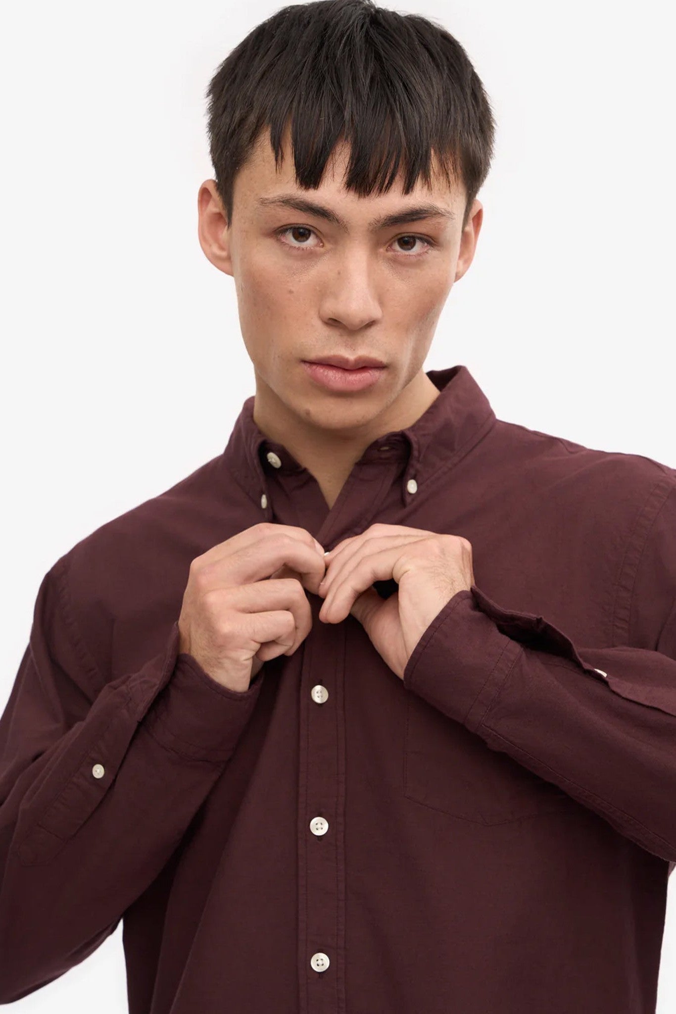 COLORFUL STANDARD - Organic Button Down Shirt - Oxblood Red - BACKYARD