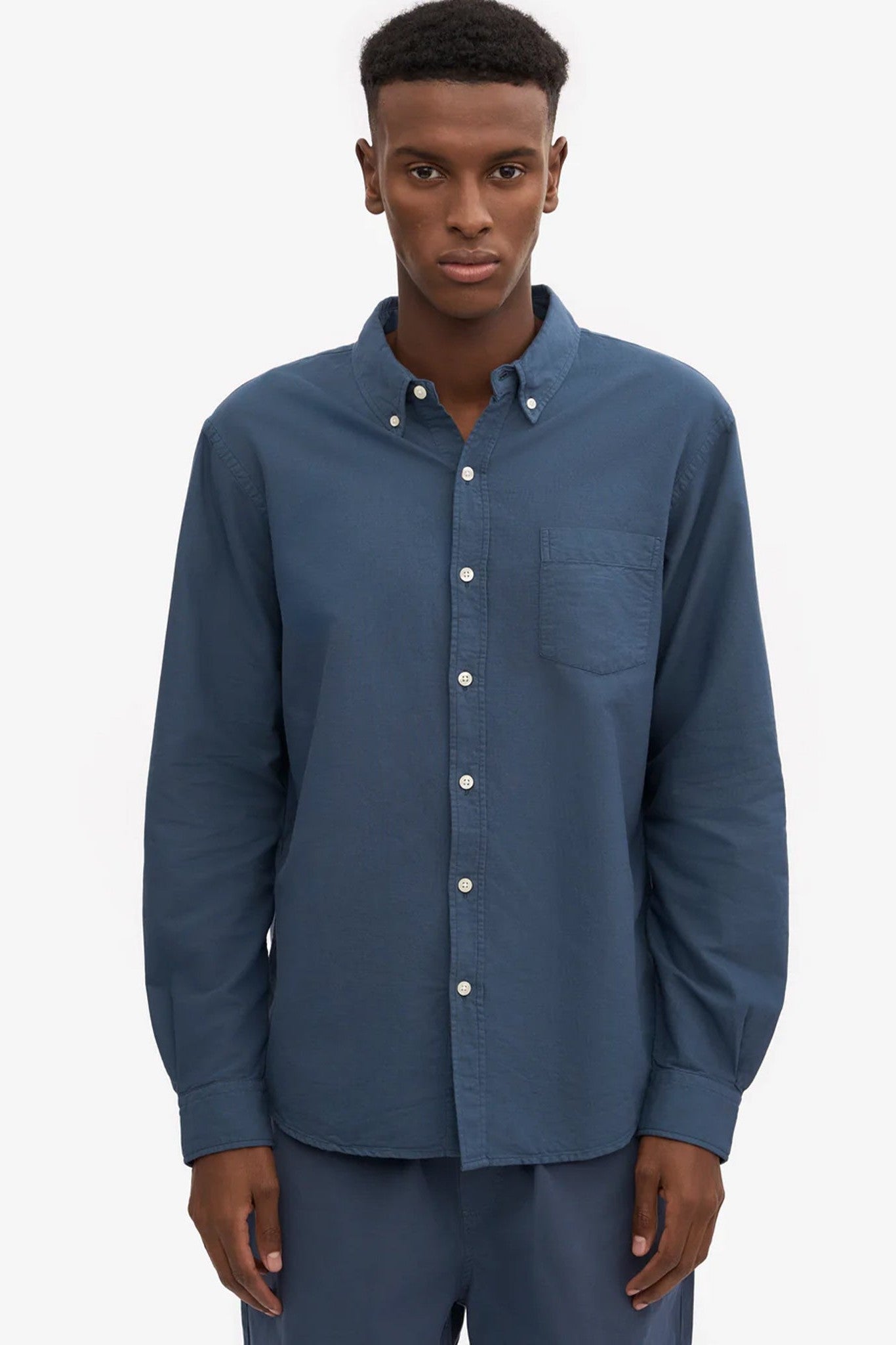 COLORFUL STANDARD - Organic Button Down Shirt - Petrol Blue - BACKYARD