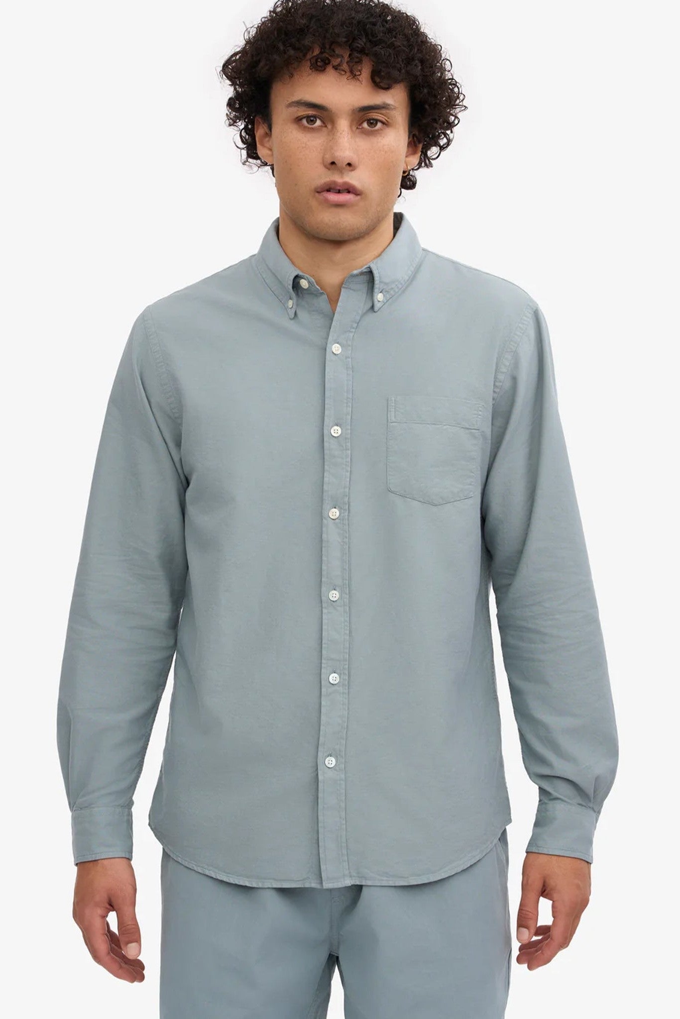 COLORFUL STANDARD - Organic Button Down Shirt - Steel Blue - BACKYARD
