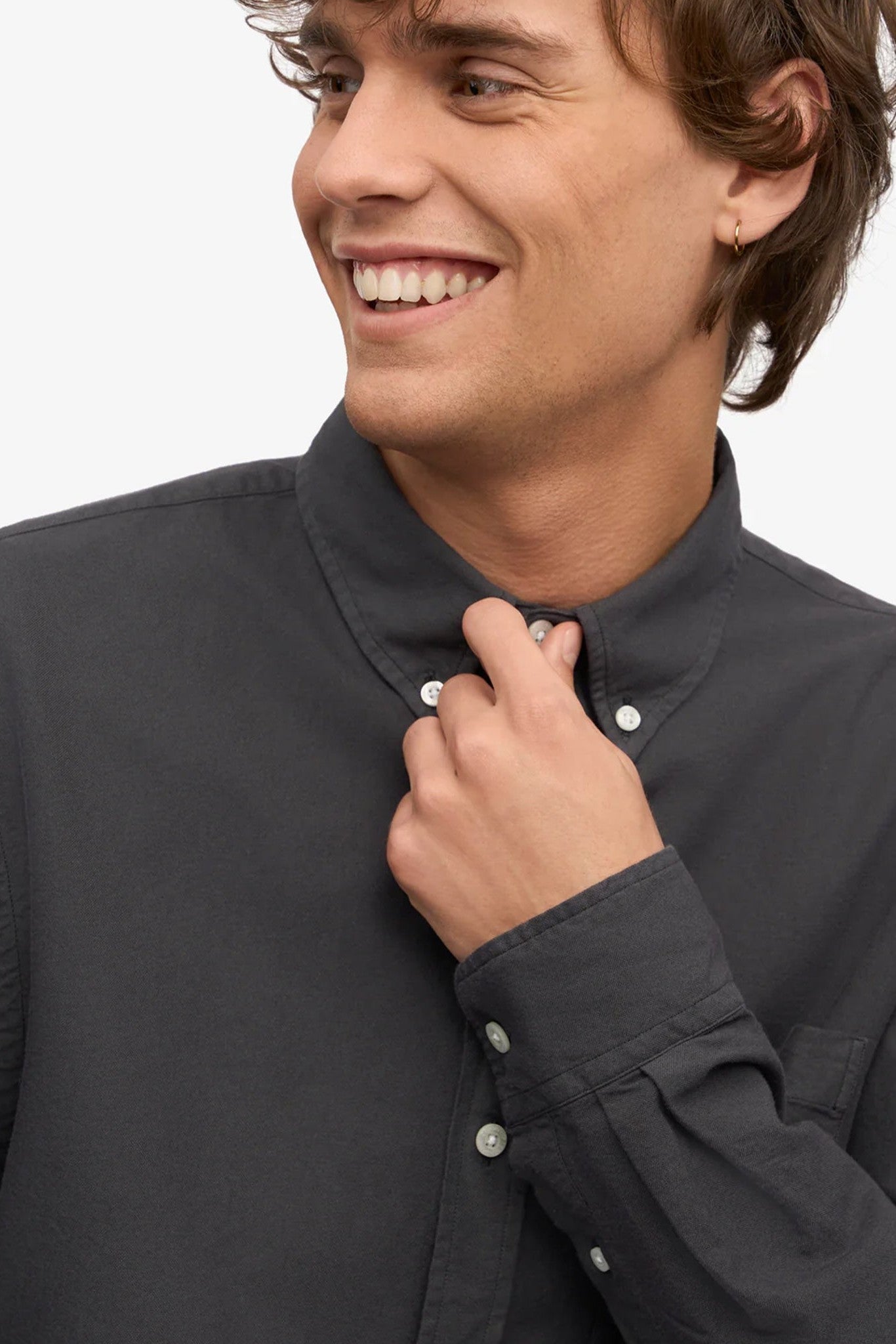 COLORFUL STANDARD - Organic Button Down Shirt - Lava Grey - BACKYARD