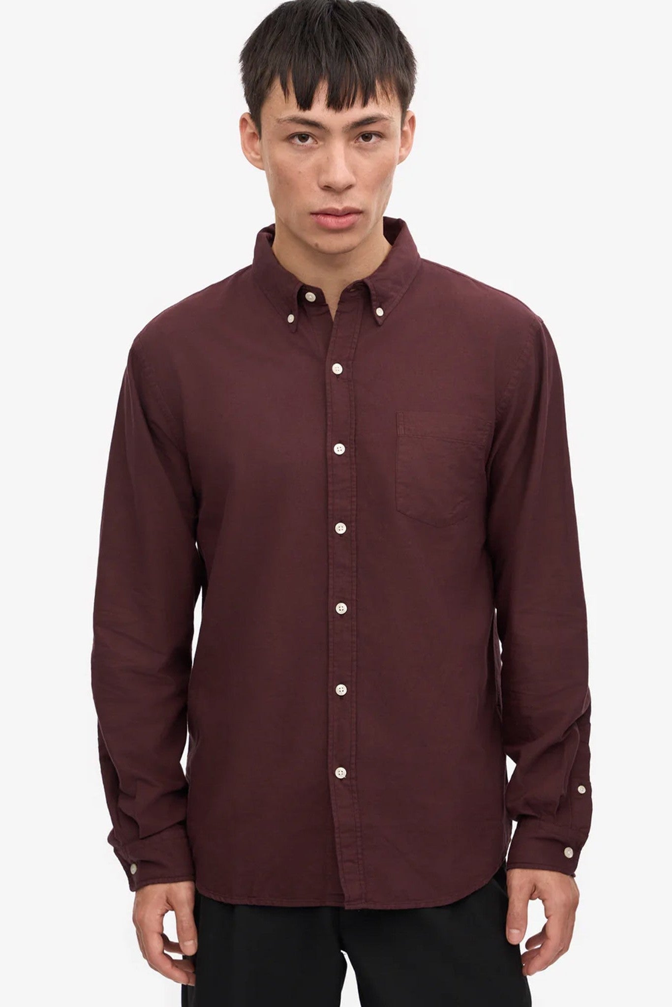 COLORFUL STANDARD - Organic Button Down Shirt - Oxblood Red - BACKYARD
