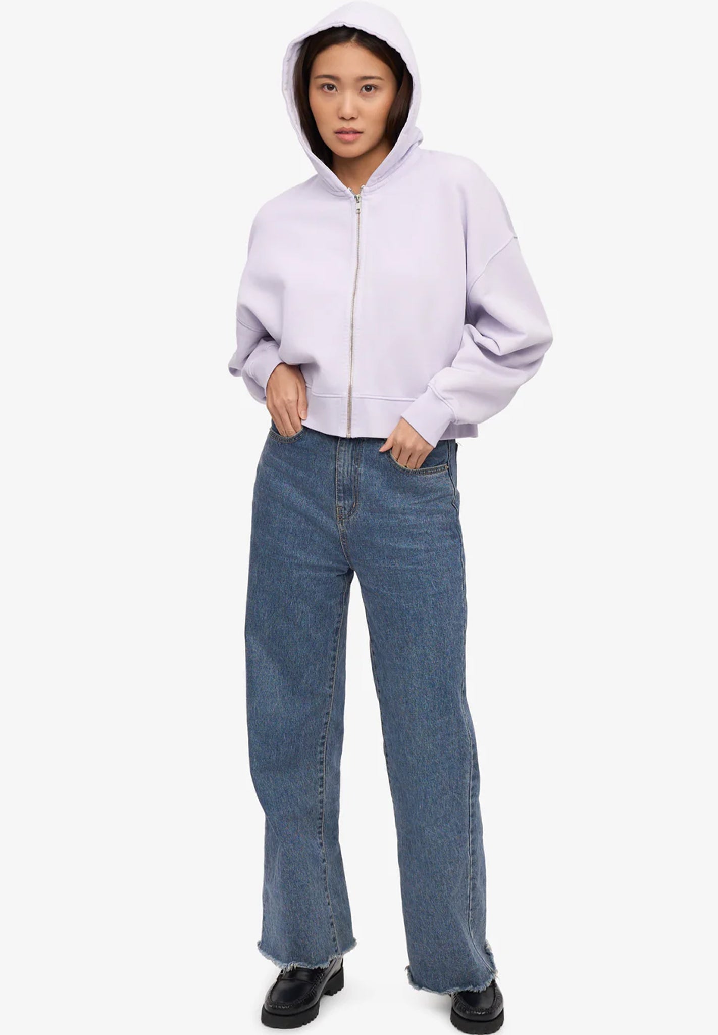 COLORFUL STANDARD - Organic Crop Zip Hood - Soft Lavender - BACKYARD