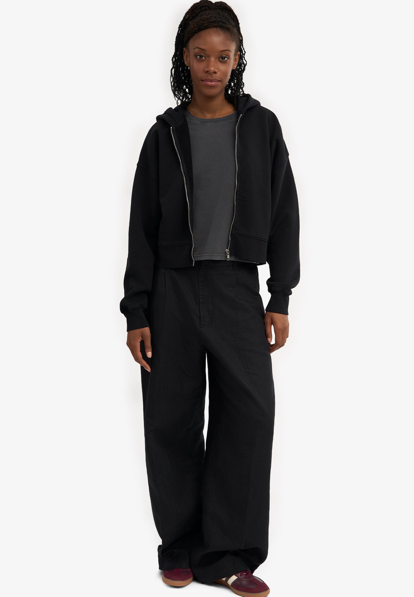 COLORFUL STANDARD - Organic Crop Zip Hood - Deep Black - BACKYARD