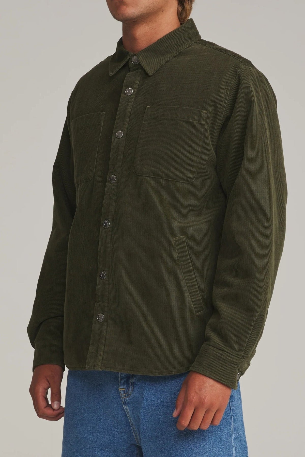 KATIN-Harold Corduroy Shirt Jacket-Dark Olive-BACKYARD